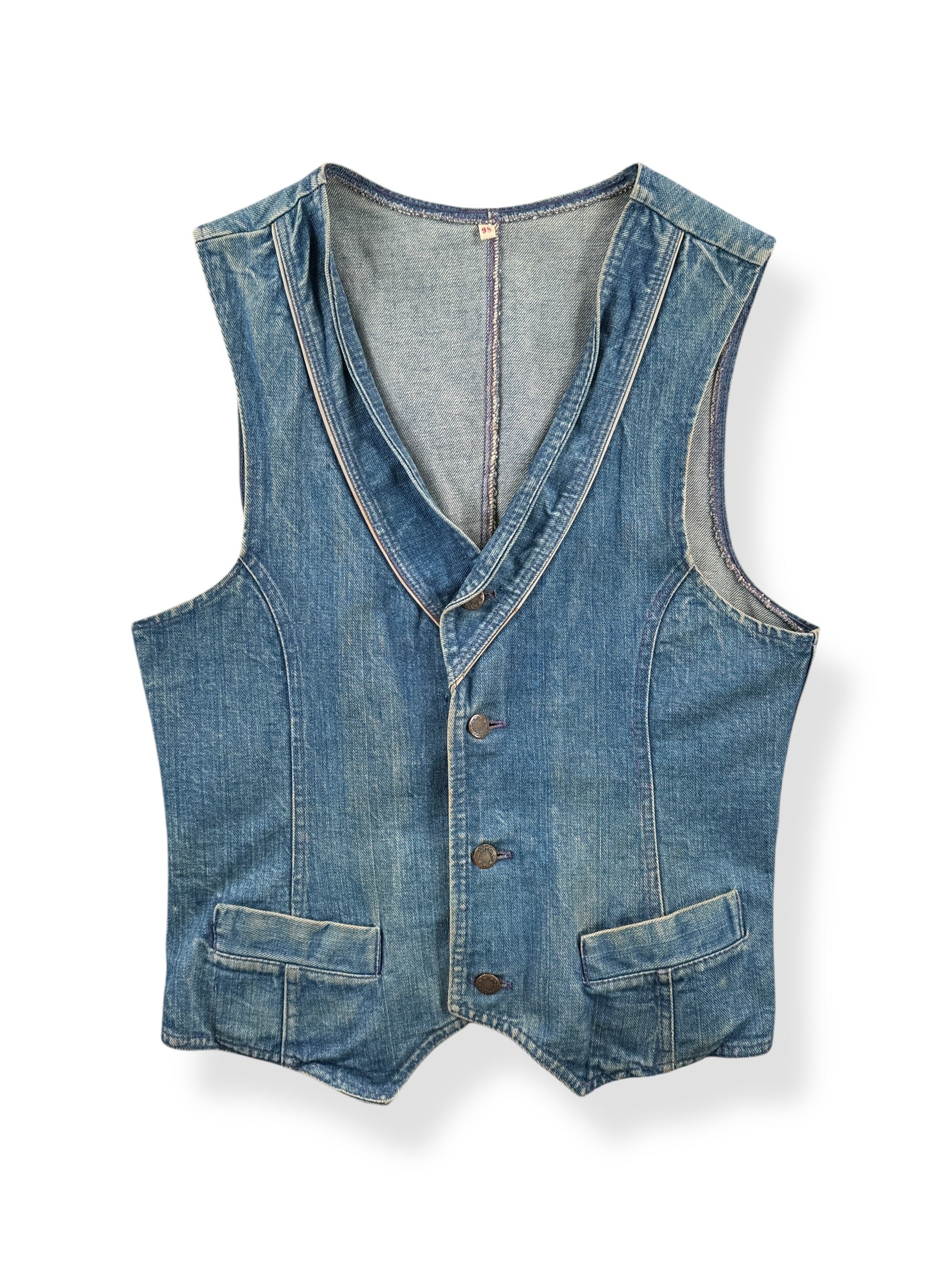 Front of Vintage Joker Jeans Denim Vest SZ XS