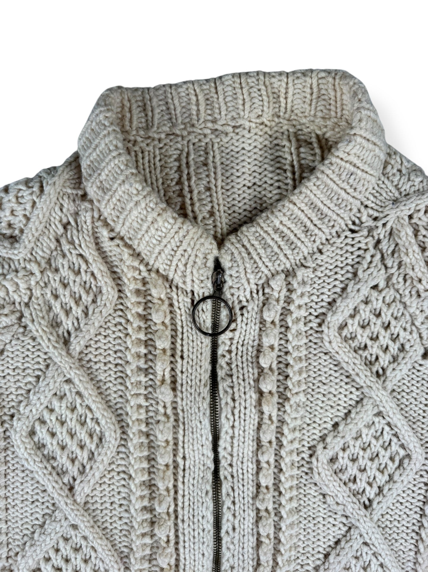 1940s Handmade Cable Knit Zip Up X-XL