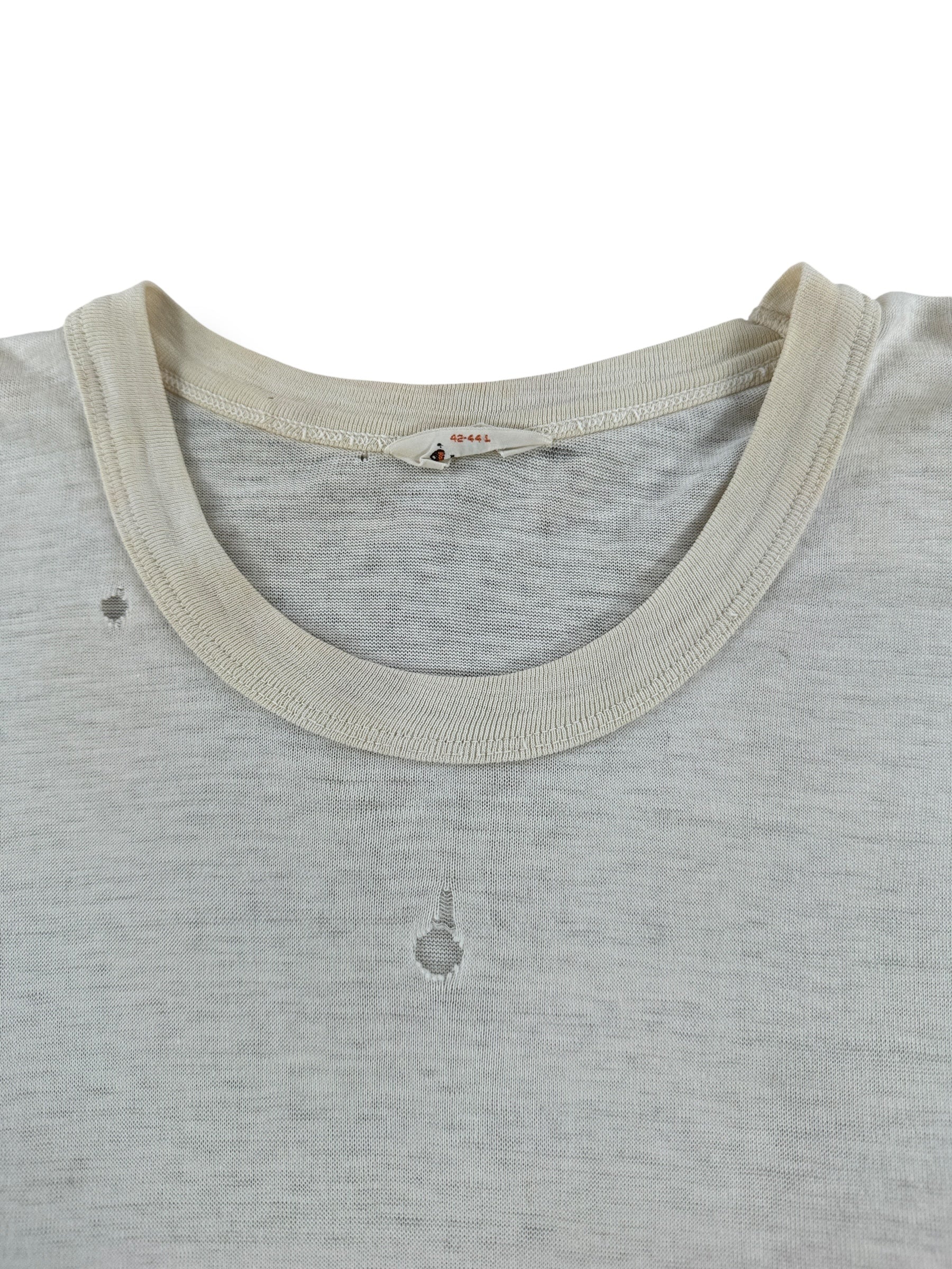 Holes on Vintage 60s Era Jockey White Blank Tee SZ S AS IS