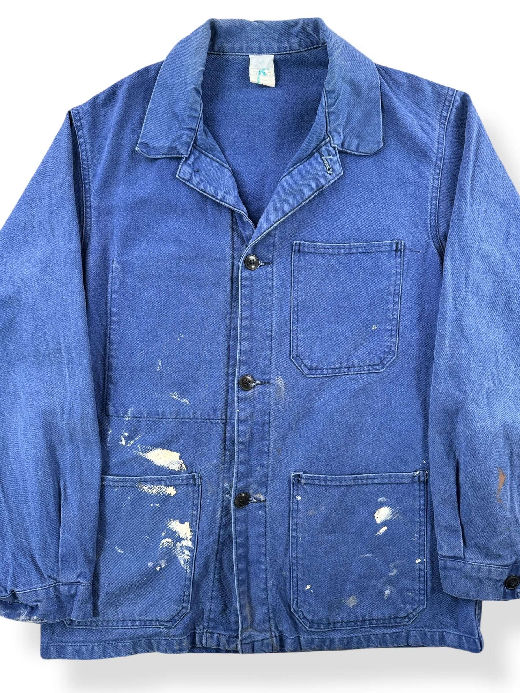 Front Close Up of Vintage Painters French Chore Coat SZ M