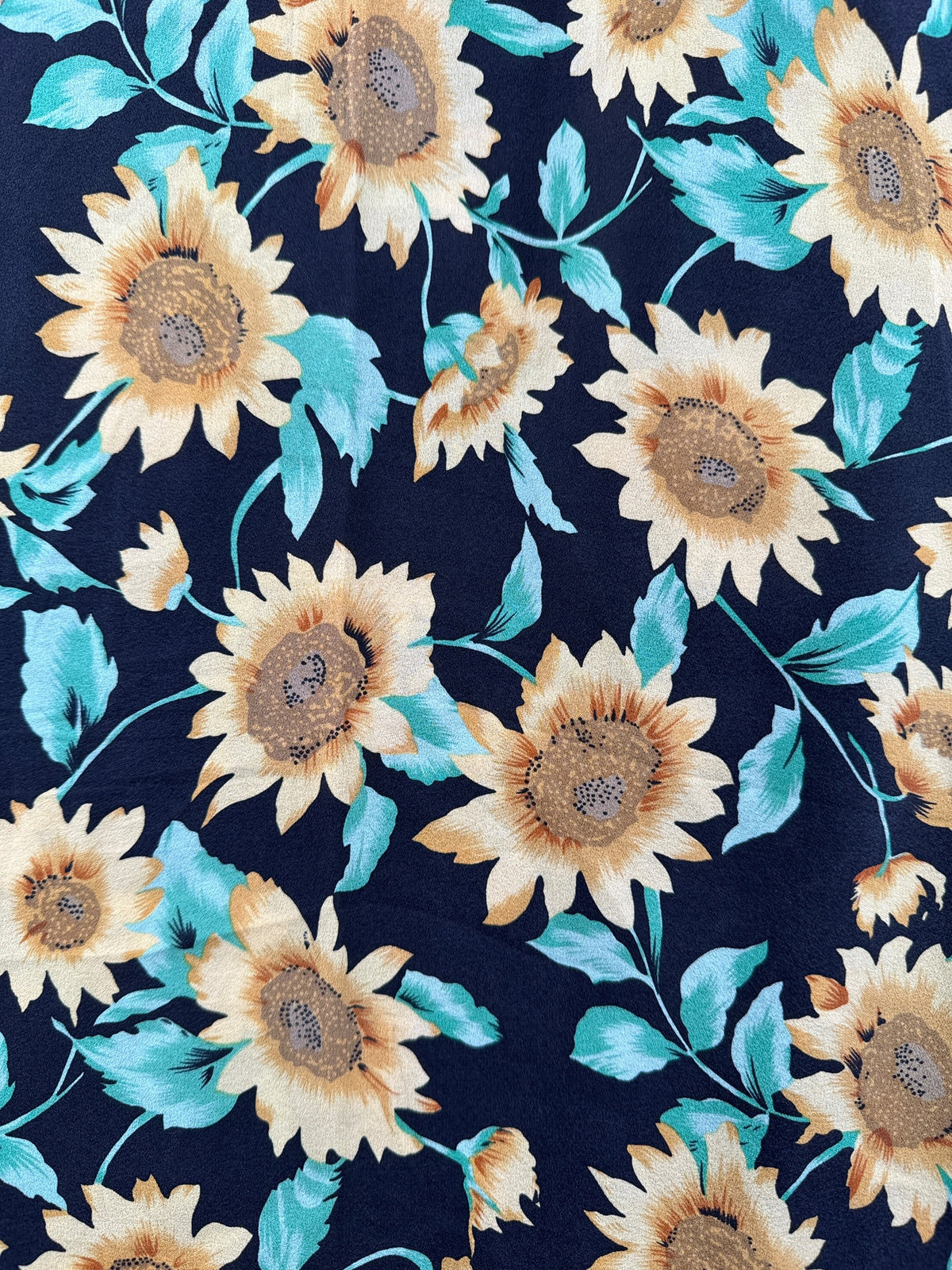 Pattern on Vintage 90s Silk Sunflower Skirt SZ M