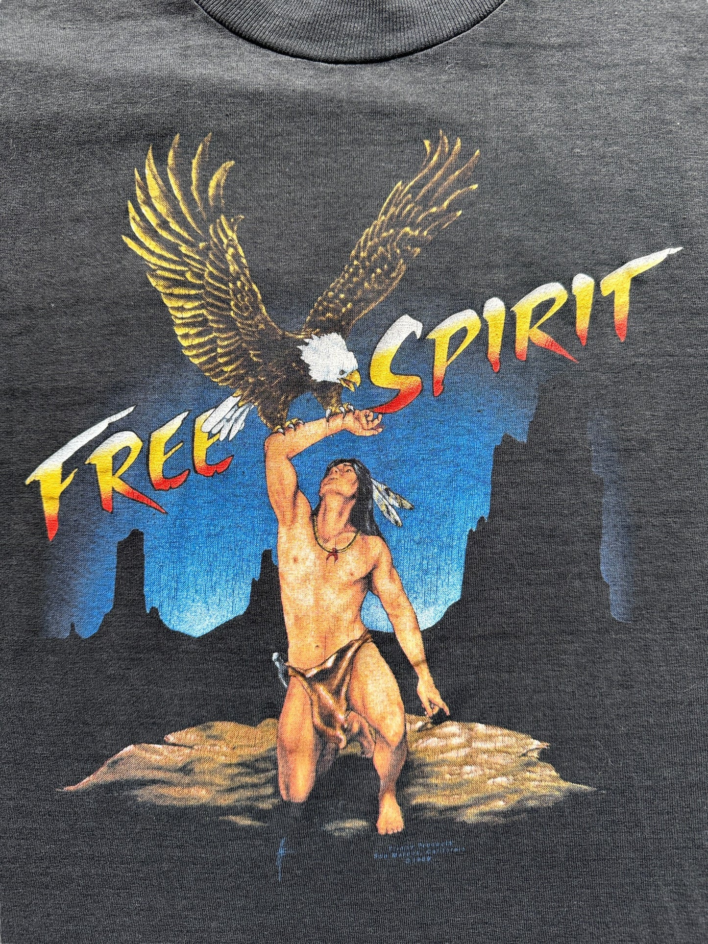 front graphic of Vintage Free Spirit 3D Emblem Tee SZ S-M