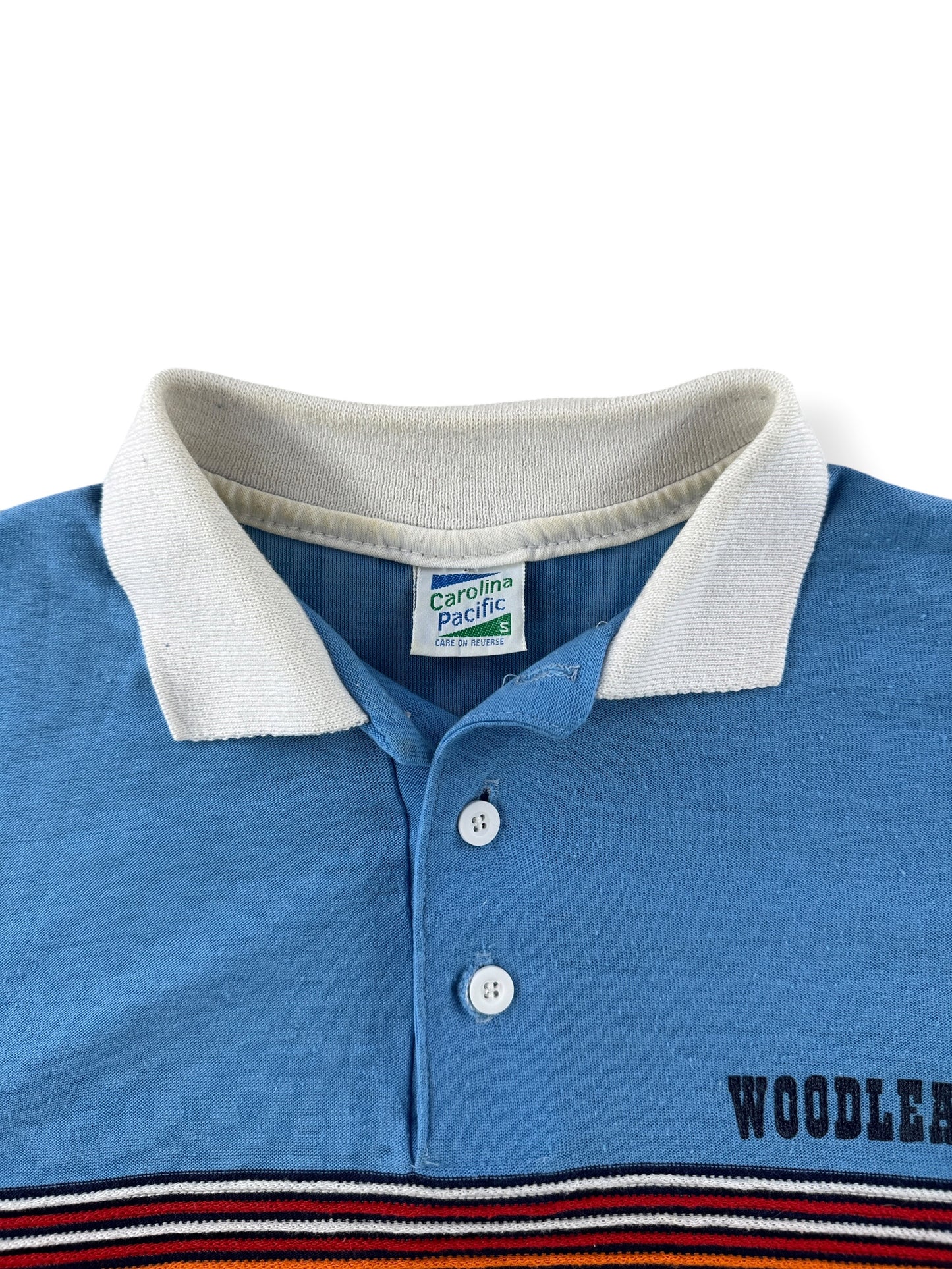 Collar on Vintage Woodleaf Rainbow Stripe Polo Shirt SZ S
