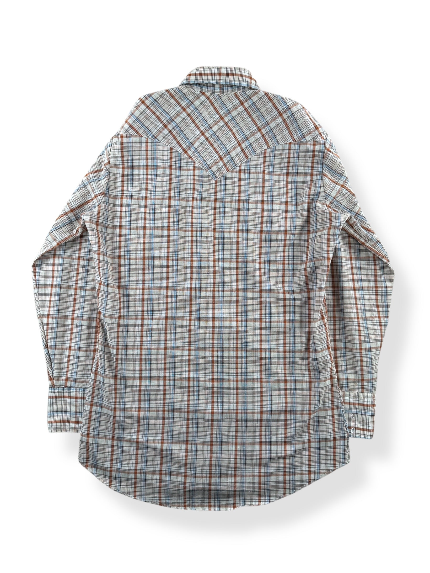 Back of Vintage Levi's Saddleman Label Pearl Snap Shirt SZ M Tall