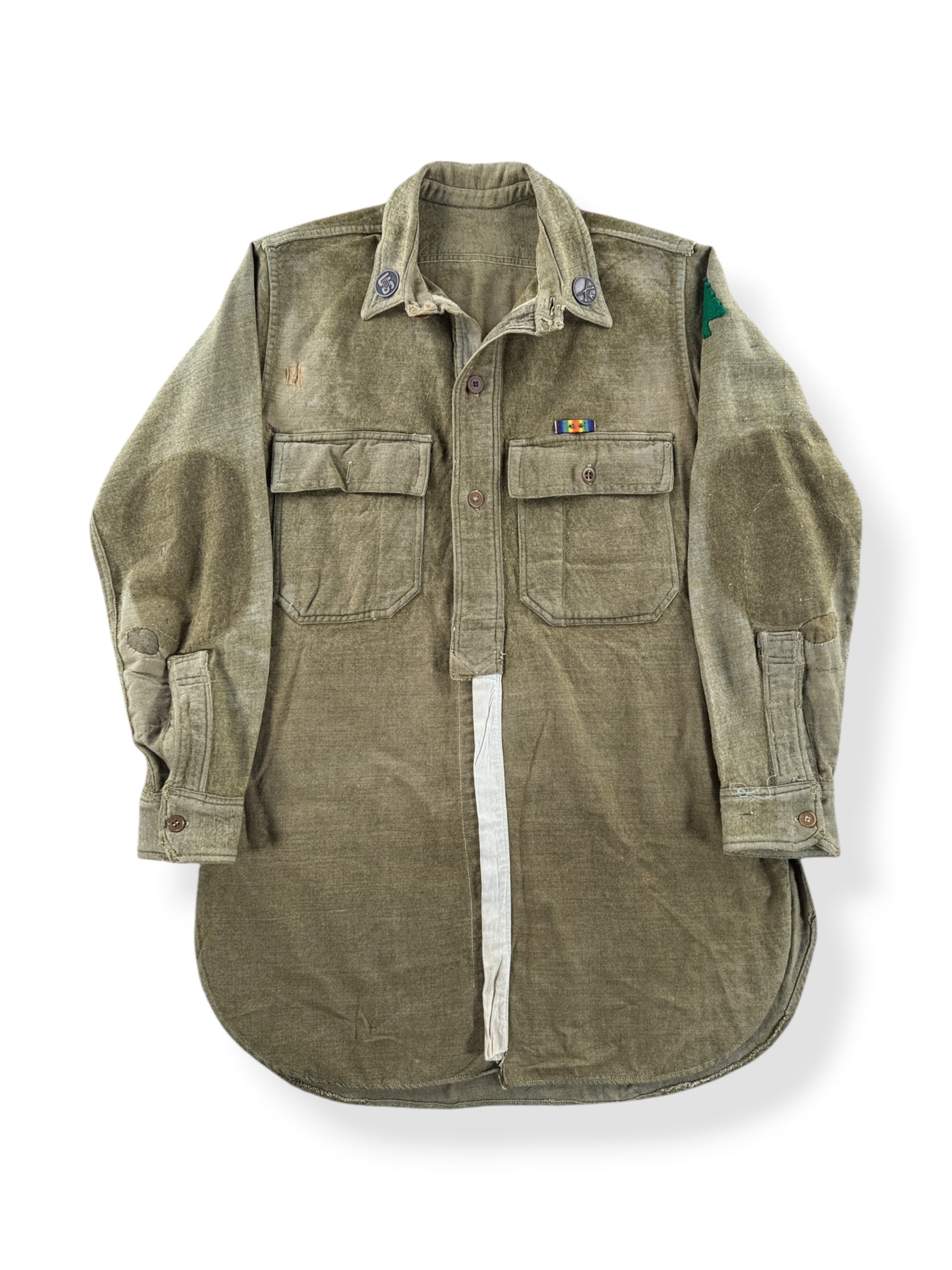 Front of Vintage WW1 Converted Army Shirt SZ S