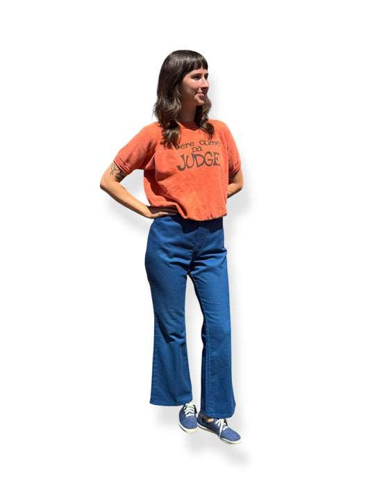 Front On Body View of Vintage Blue Miss Wrangler Jeans W32
