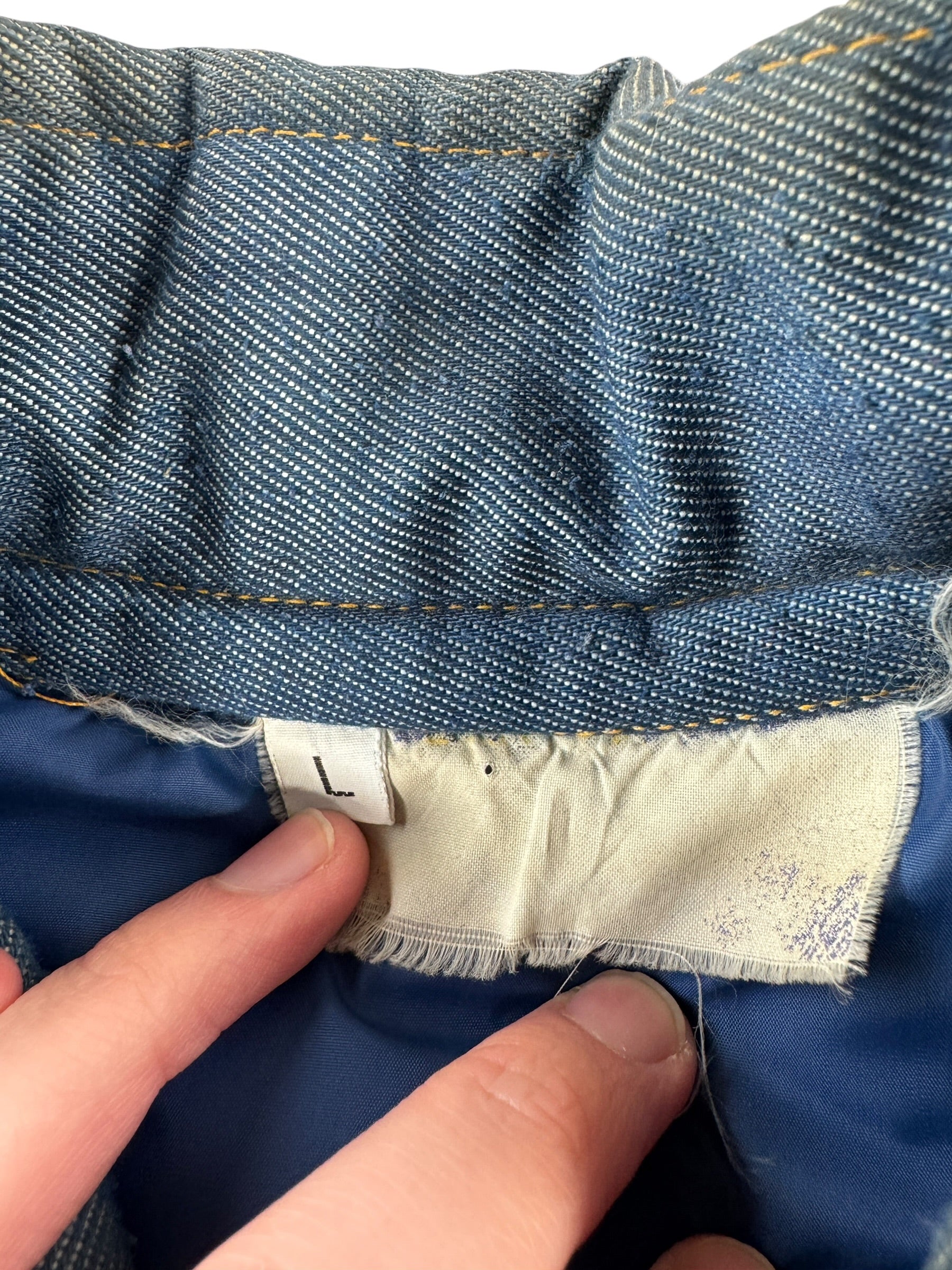 Label on Vintage Denim Puffer Vest SZ L