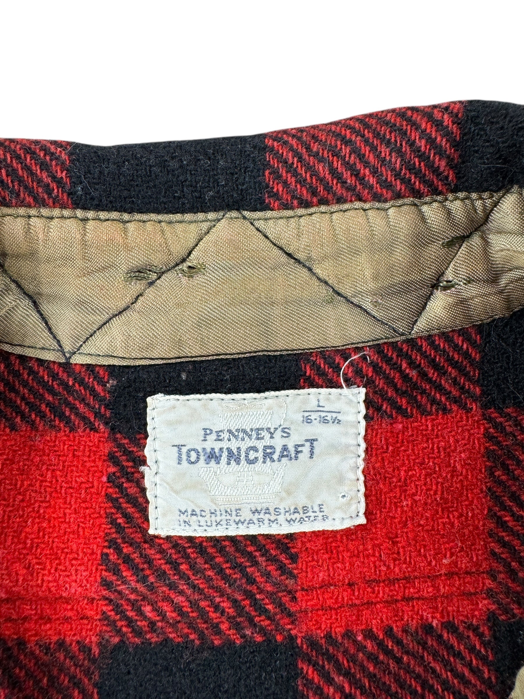 Tag on Vintage 50s Towncraft Wool Flannel SZ L