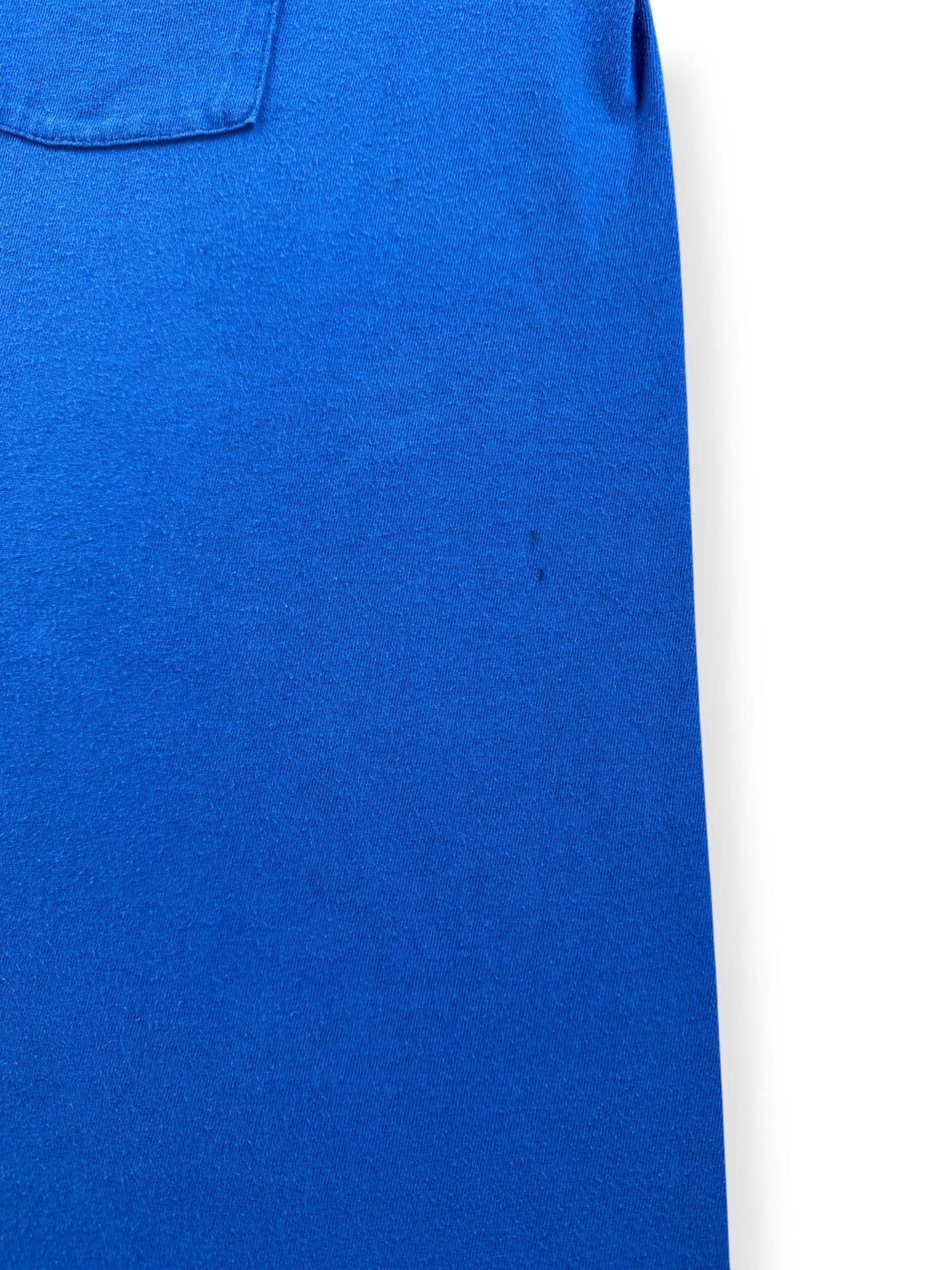 Staining on Vintage Fruit of the Loom Blue Pocket Tee SZ XL (Fits L)