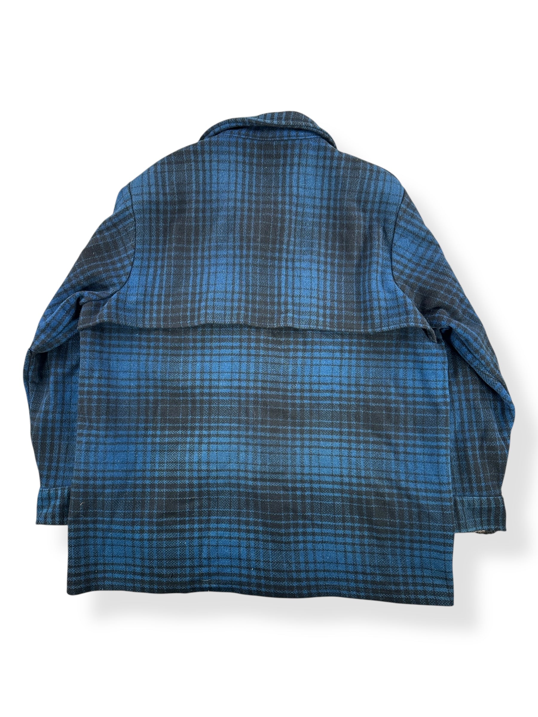 Back of Vintage Black Bear Blue & Black Wool Jacket SZ XL