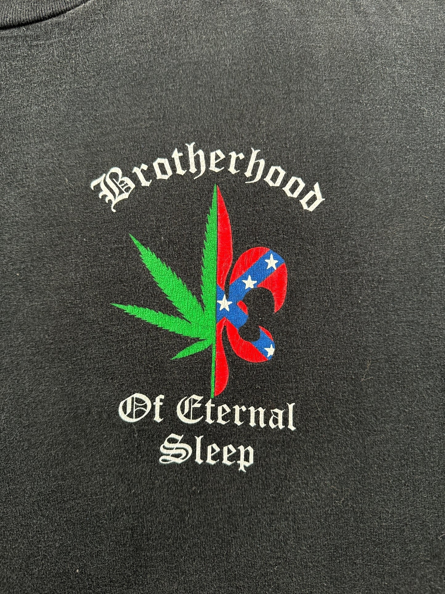 Graphic of Vintage Down Brotherhood of Eternal Sleep Liquid Blue Tee SZ XL