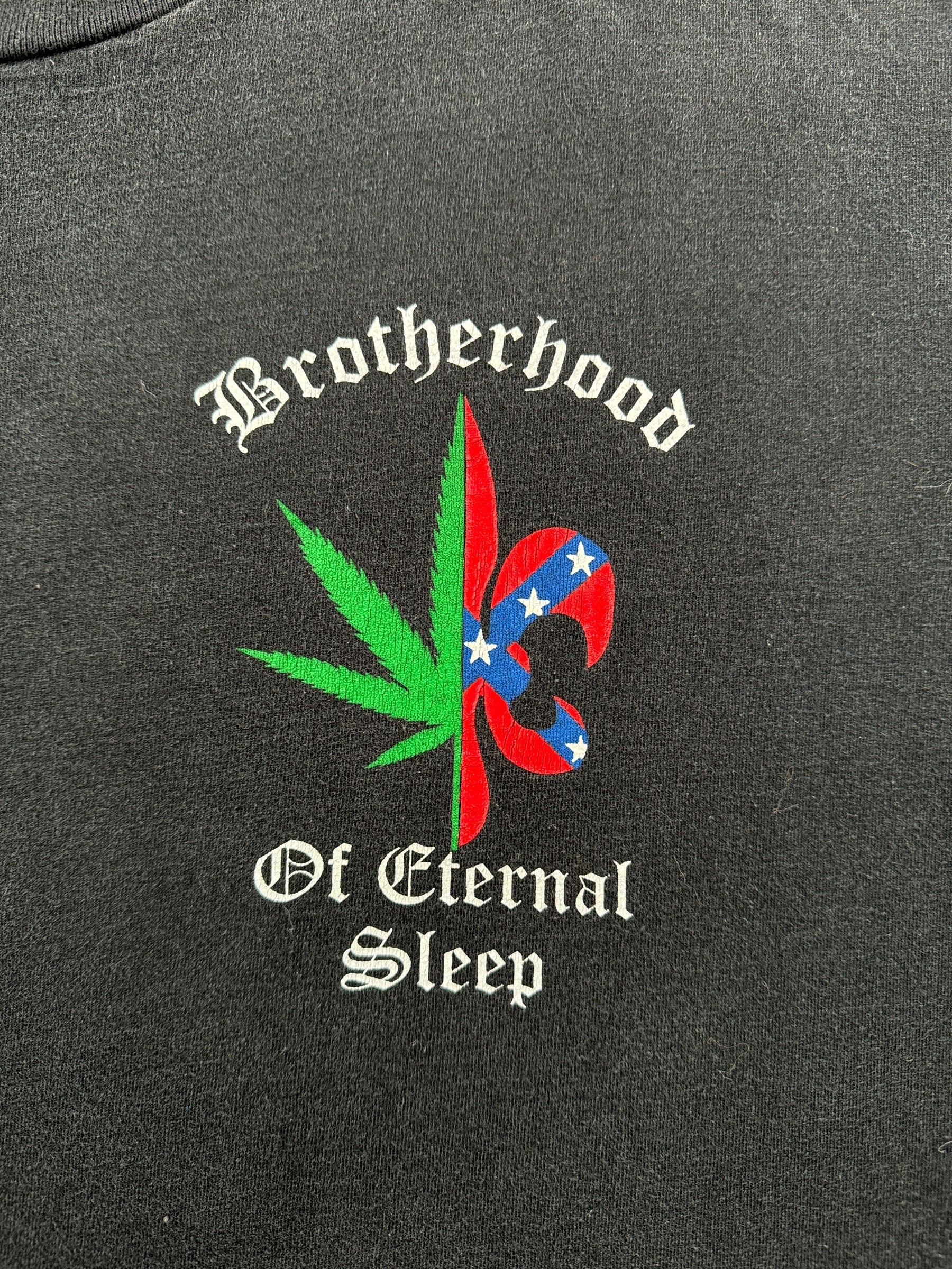 Graphic of Vintage Down Brotherhood of Eternal Sleep Liquid Blue Tee SZ XL