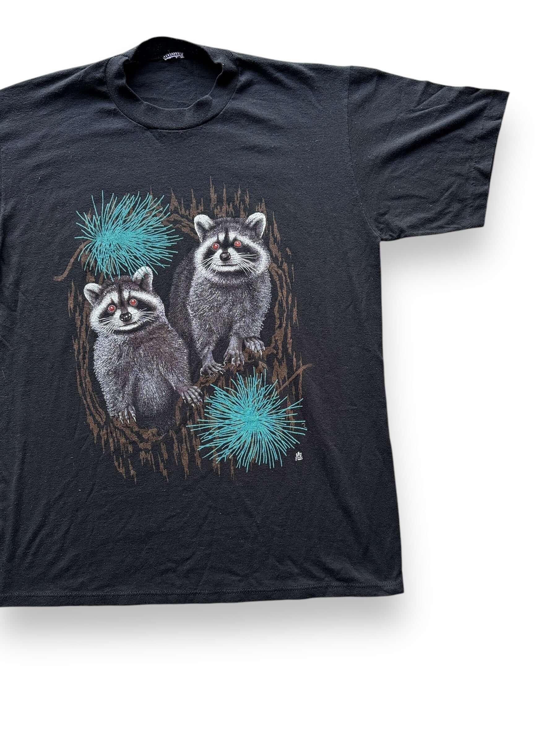 Front Left View of Vintage Single Stitch Double Raccoon Tee SZ L