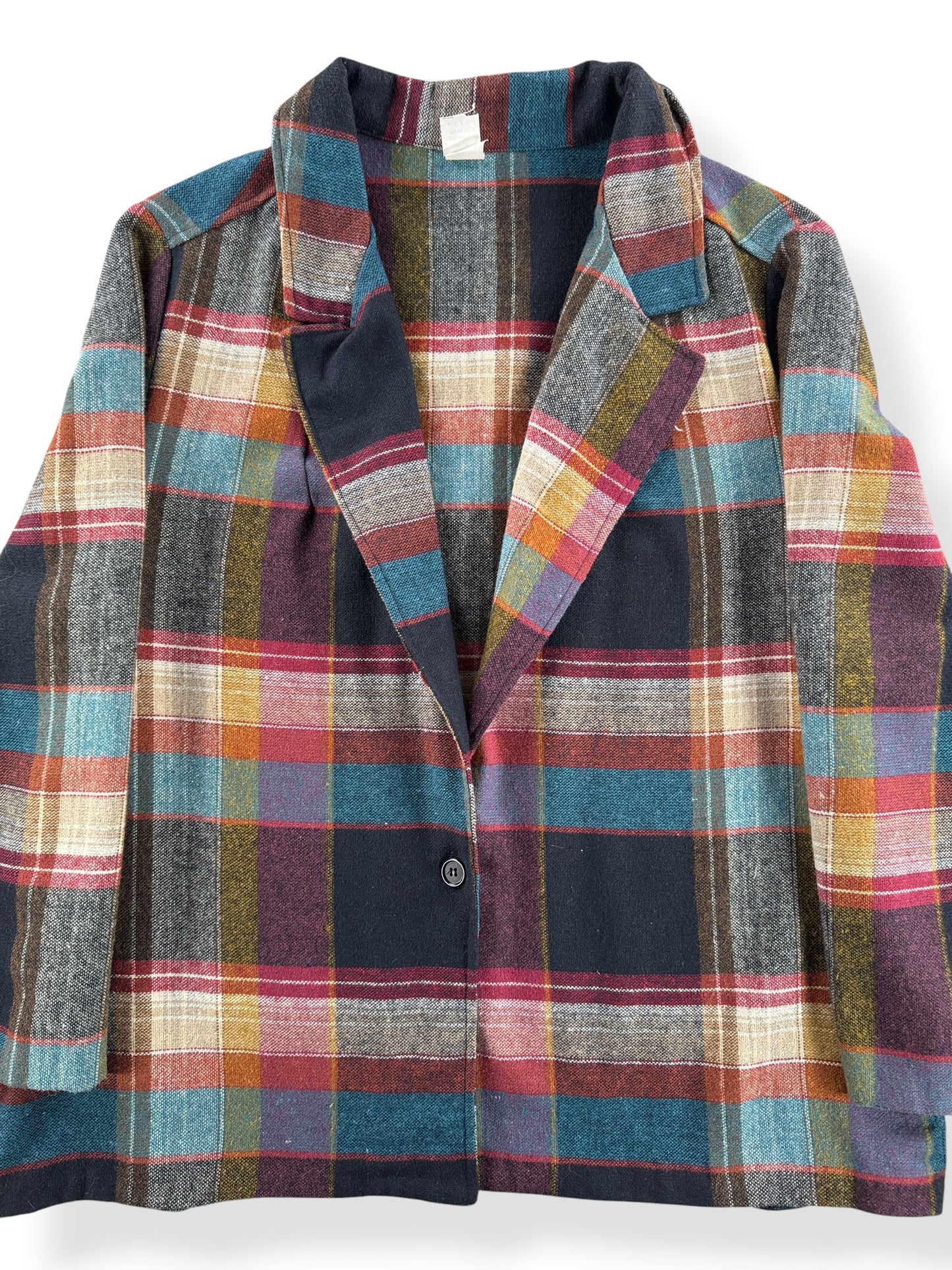 Front Close Up of Vintage Plaid Sport Coat SZ L
