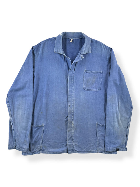 Front of Vintage Tattered French Chore Coat SZ L