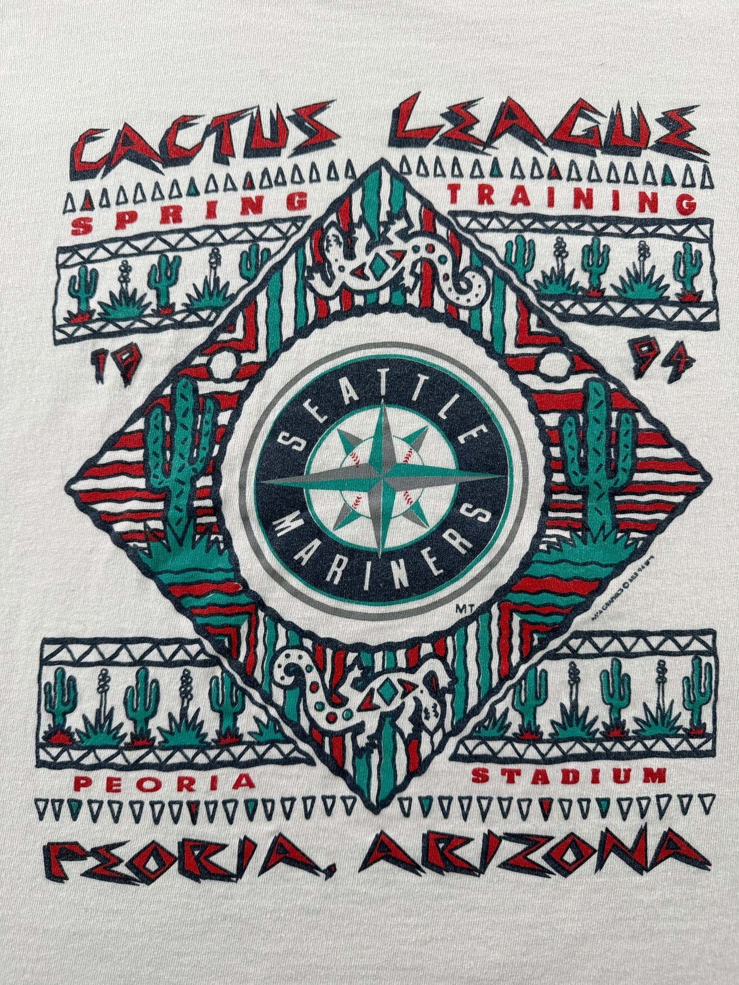 Graphic of Vintage Mariners Spring Training '94 Cactus League Tee SZ XXL (Fits XL)
