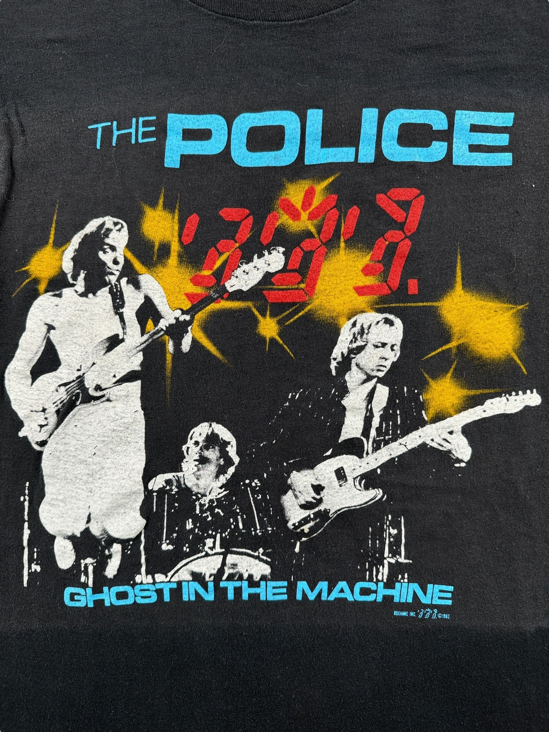Front Graphic of Vintage Police Ghost in the Machine 1982 Tour Tee SZ S