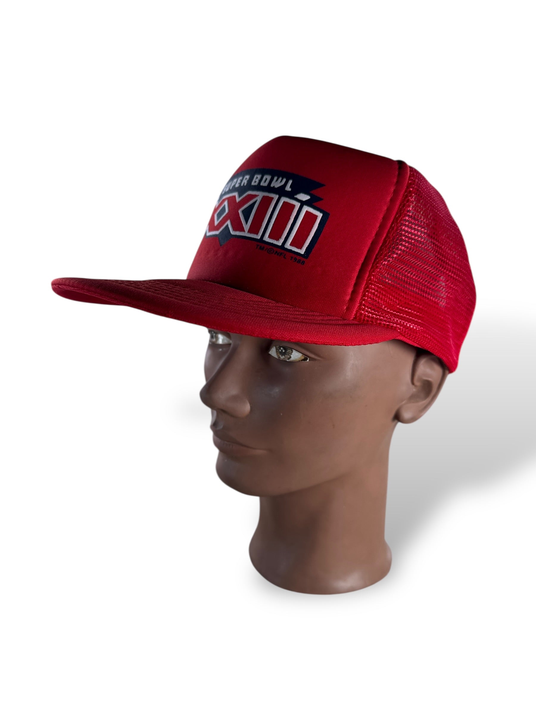 3/4 Shot of Vintage Super Bowl 23 Trucker Hat SZ OSFA