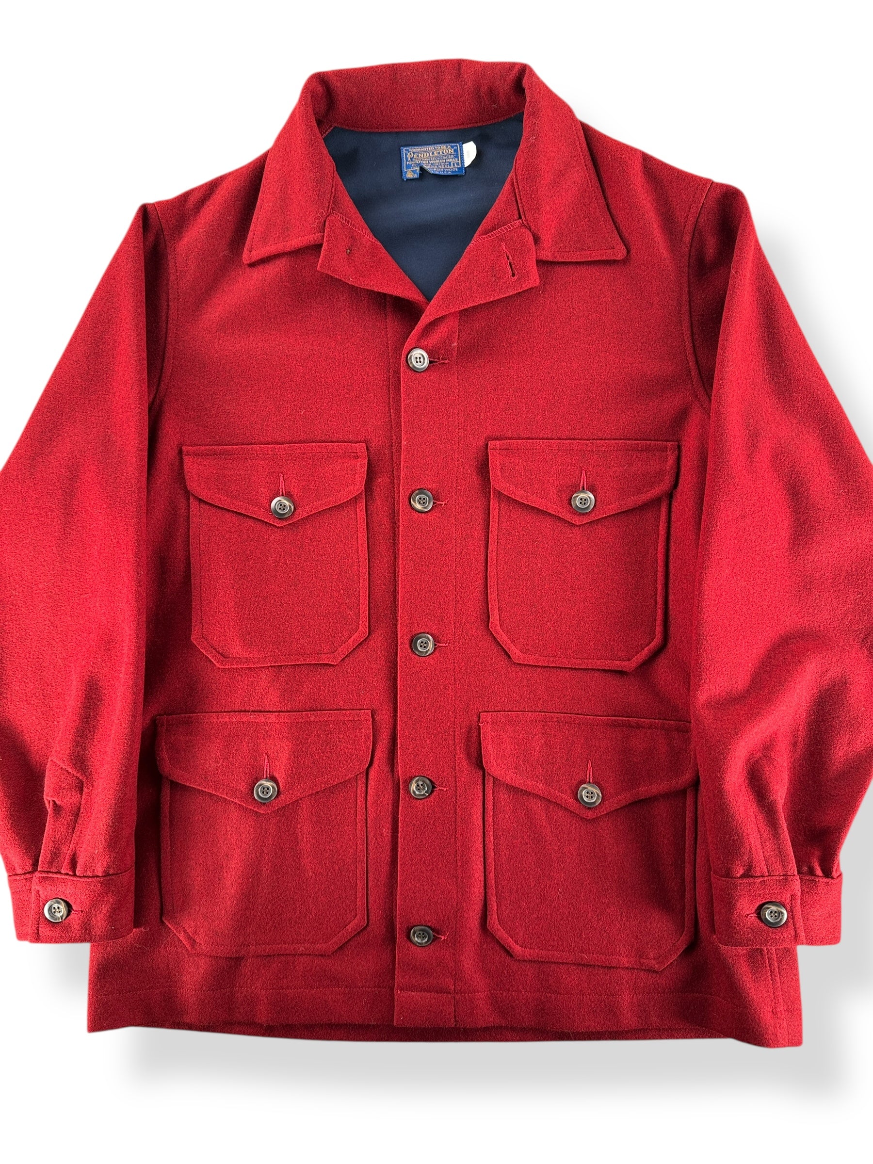Front Close Up of Vintage Pendleton Burgundy Cruiser Jacket SZ L
