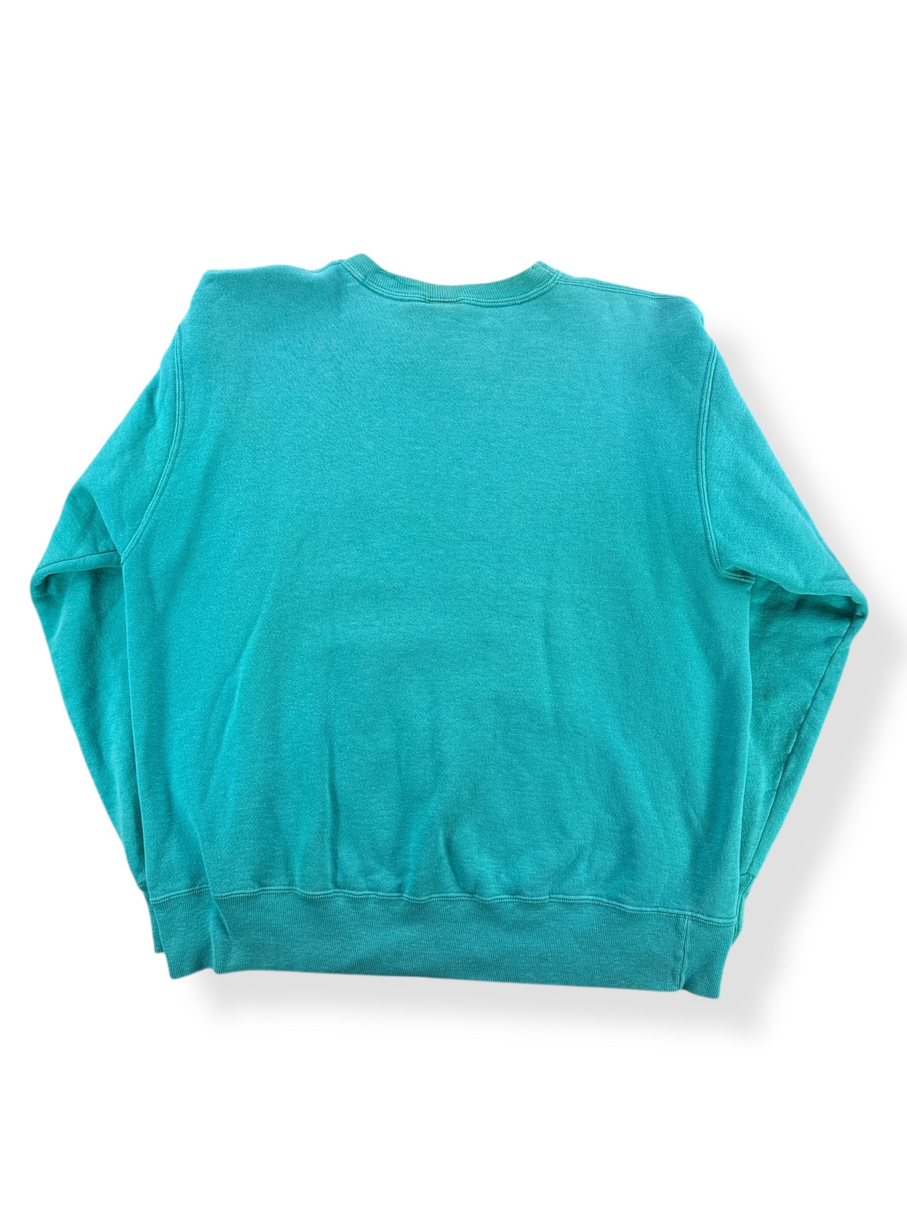 Back of Vintage Champion Reverse Weave Teal Crewneck SZ XL (Fits L)
