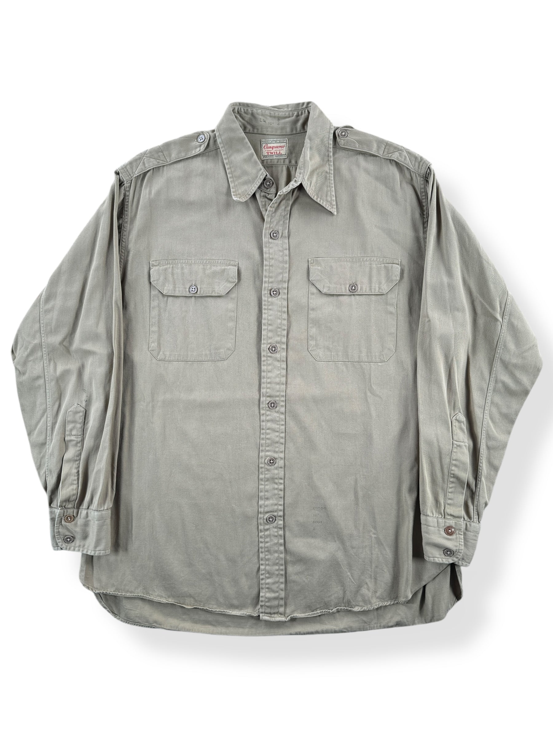 Front of Vintage Conqueror Heavy Weight Twill Shirt SZ XL