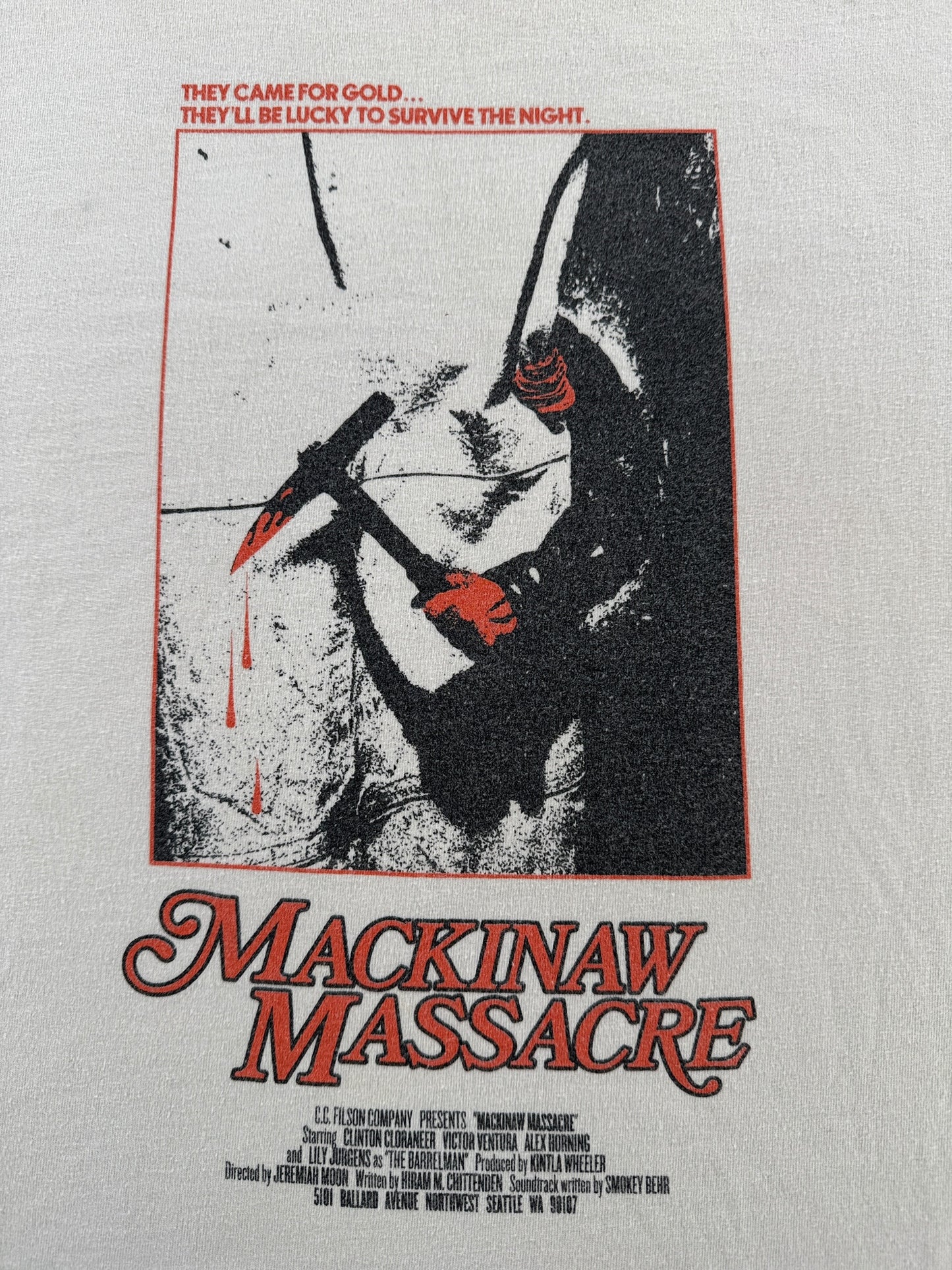 Graphic of Rare Filson Employees Only “Mackinaw Massacre” Tee SZ XL
