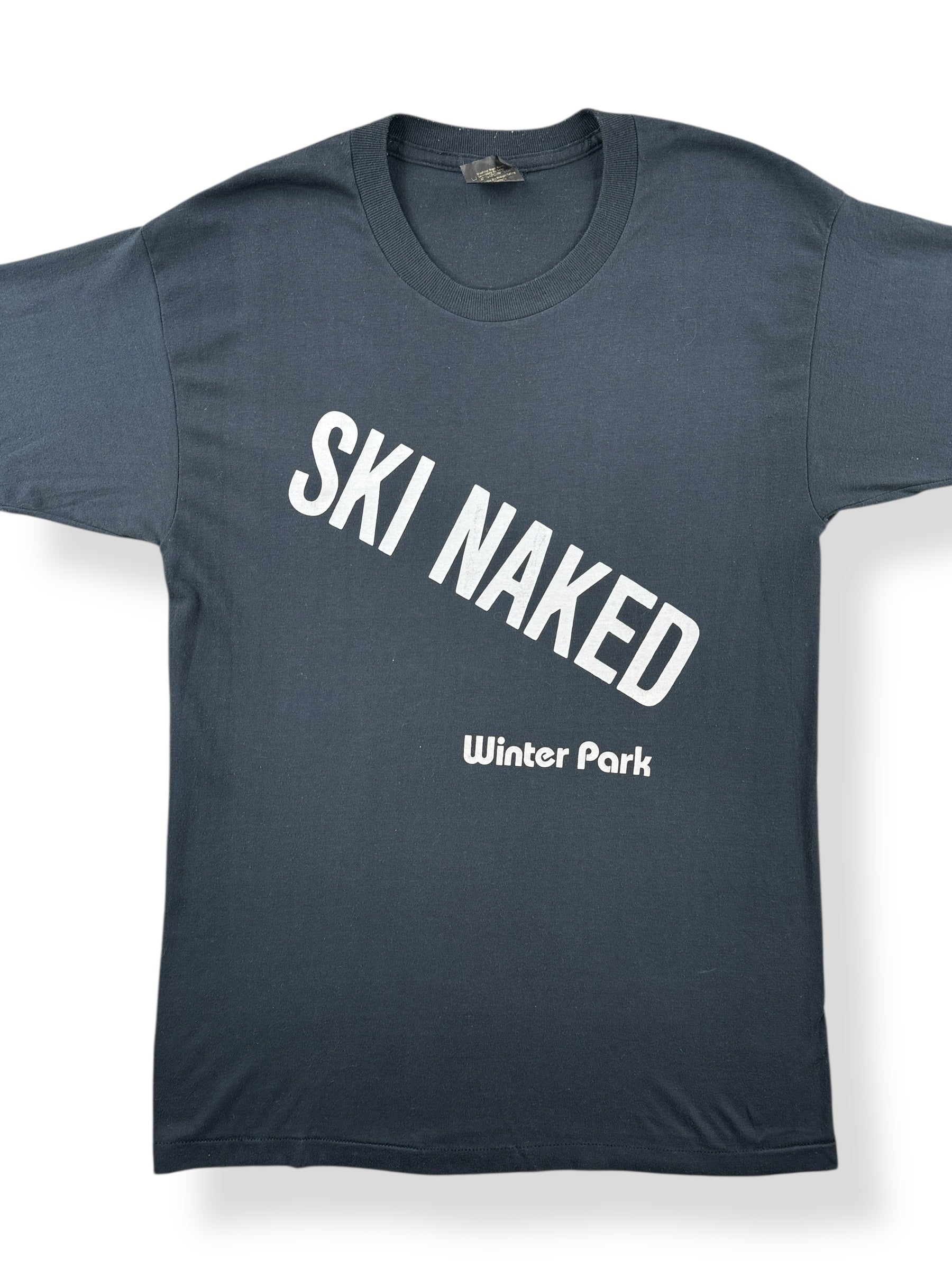 Front Close Up of Vintage Ski Naked Winter Park Tee SZ M