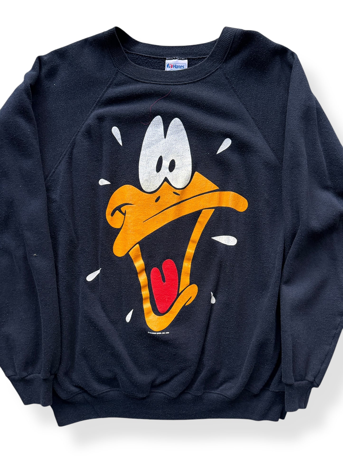 Front Close Up of Vintage 1989 Daffy Duck Crewneck SZ XL