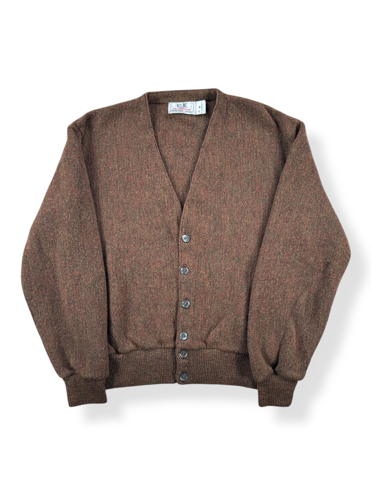 Front of Vintage Columbia Knit 100% Wool Cardigan SZ M