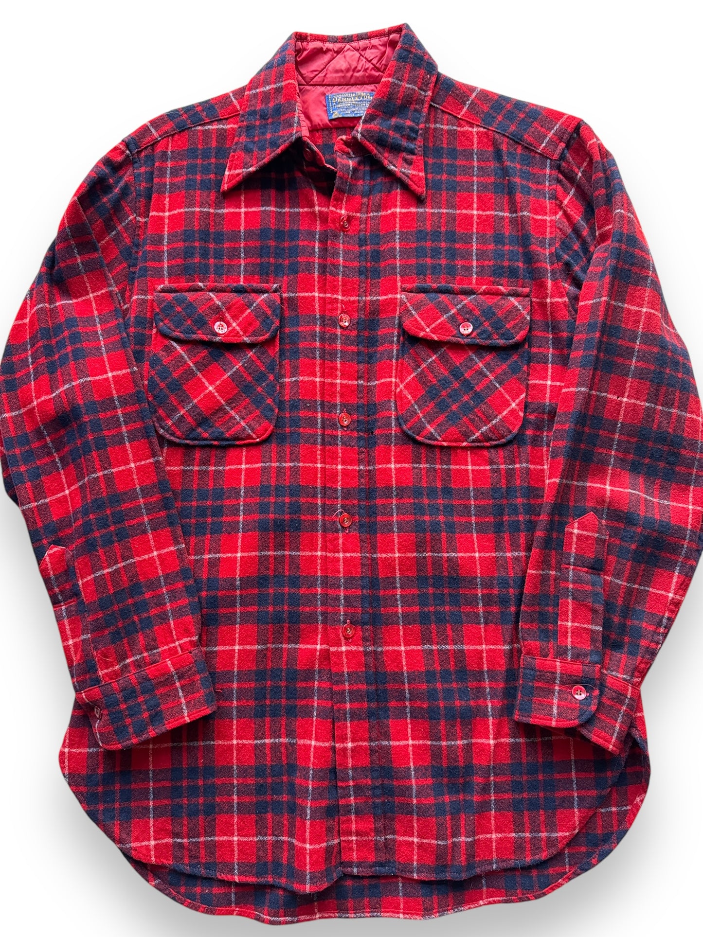 front close up of Vintage Pendleton Red/Blue/White Flannel SZ M