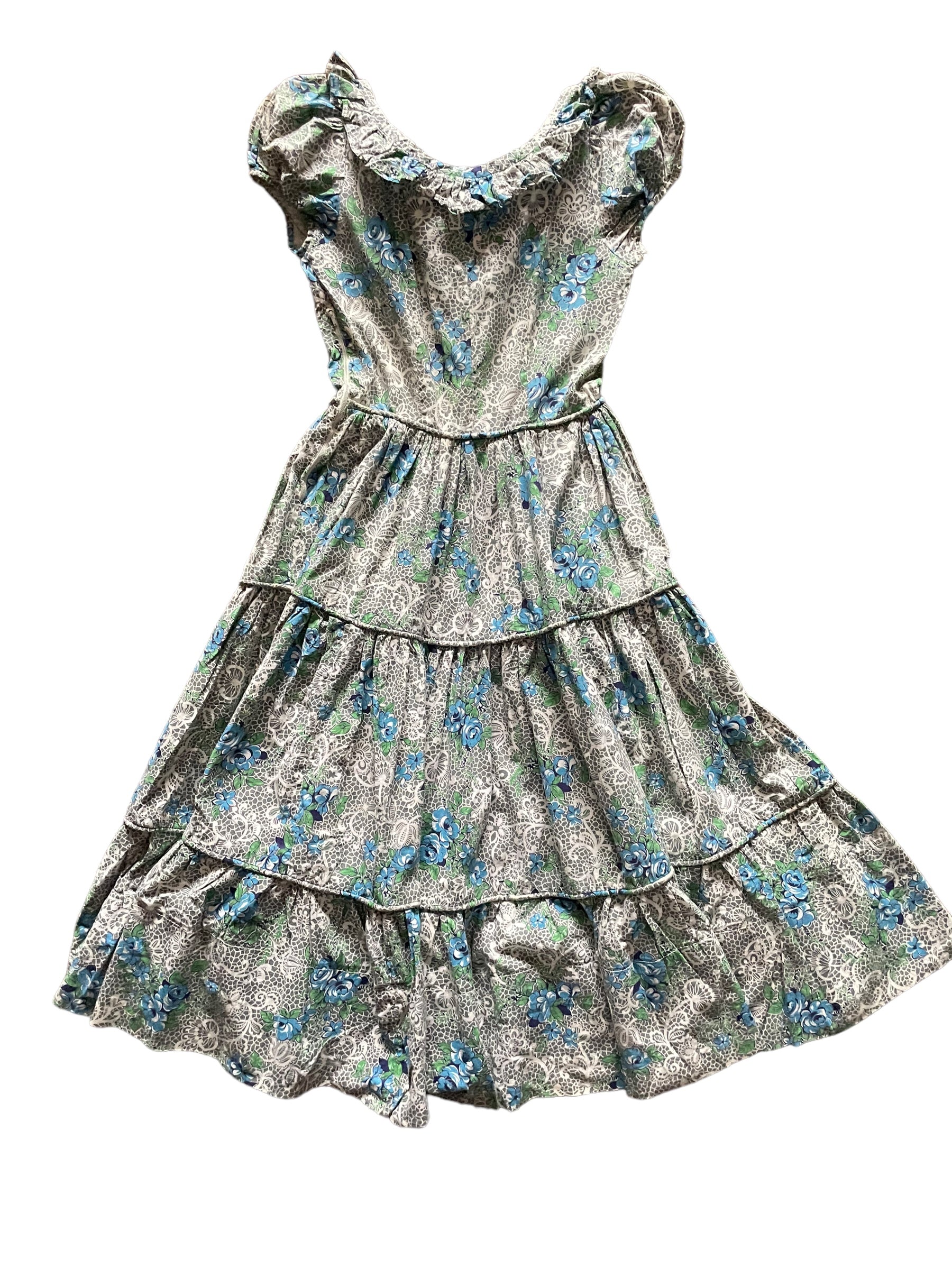 Full back view of Vintage 1950s Floral Western Swing Dress SZ XS |  Barn Owl Vintage Dresses | Seattle Vintage Ladies Clothing