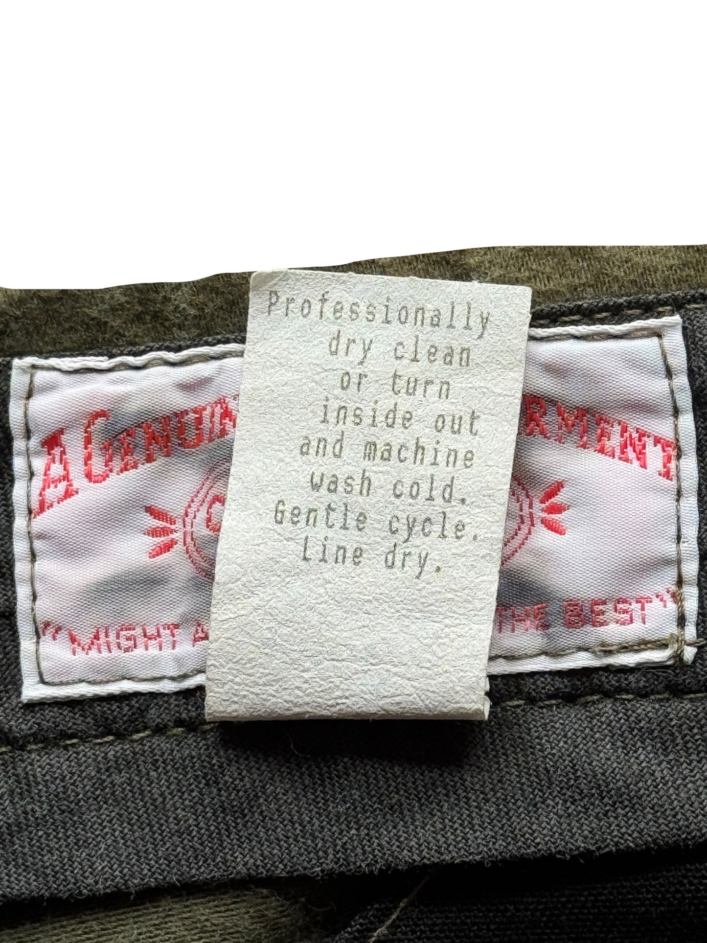 Back of tag on Filson Style 880 Moleskin Pants W42 (Fits W41)