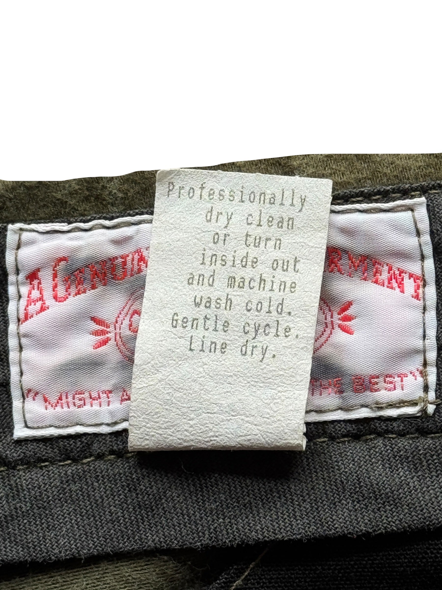 Back of tag on Filson Style 880 Moleskin Pants W42 (Fits W41)