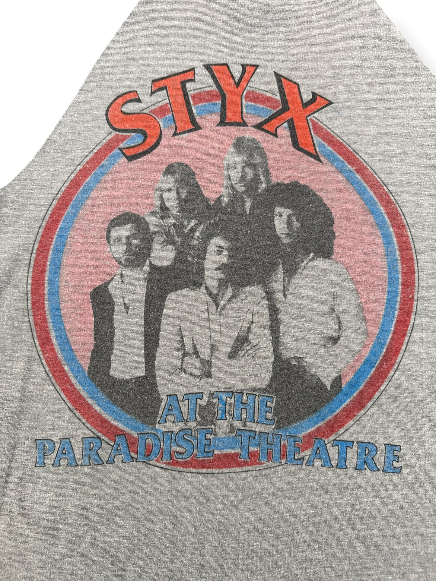 Back graphic of Vintage Styx '81 World Tour Raglan Tee SZ L (Fits M)
