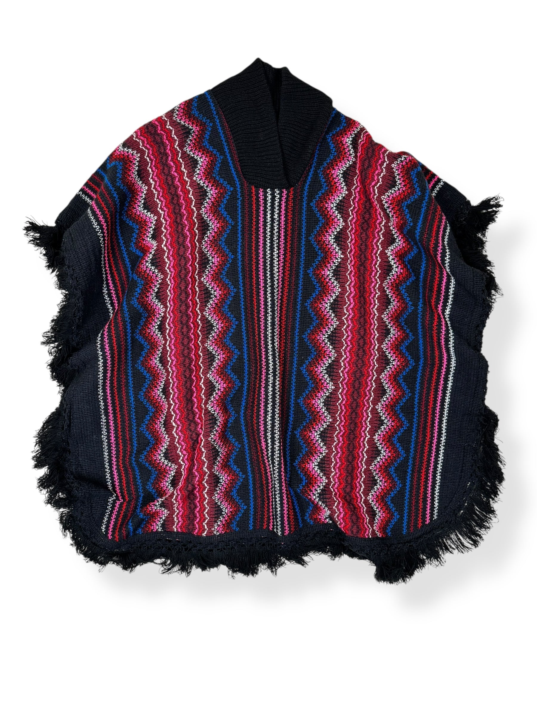 Front view of 1970s Colorful Acrylic Poncho L