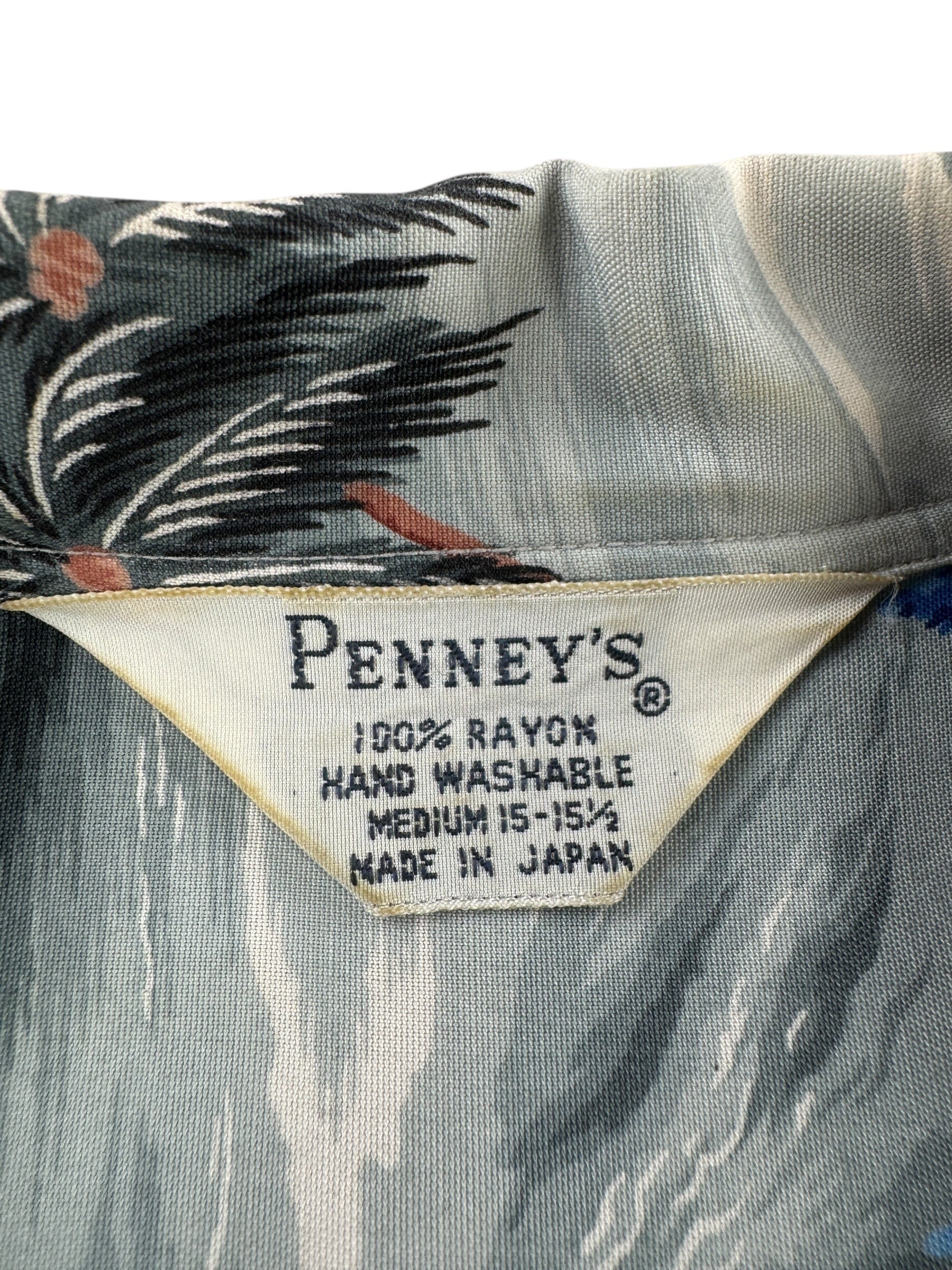 Tag on Vintage Penney's Rayon Aloha Shirt SZ M