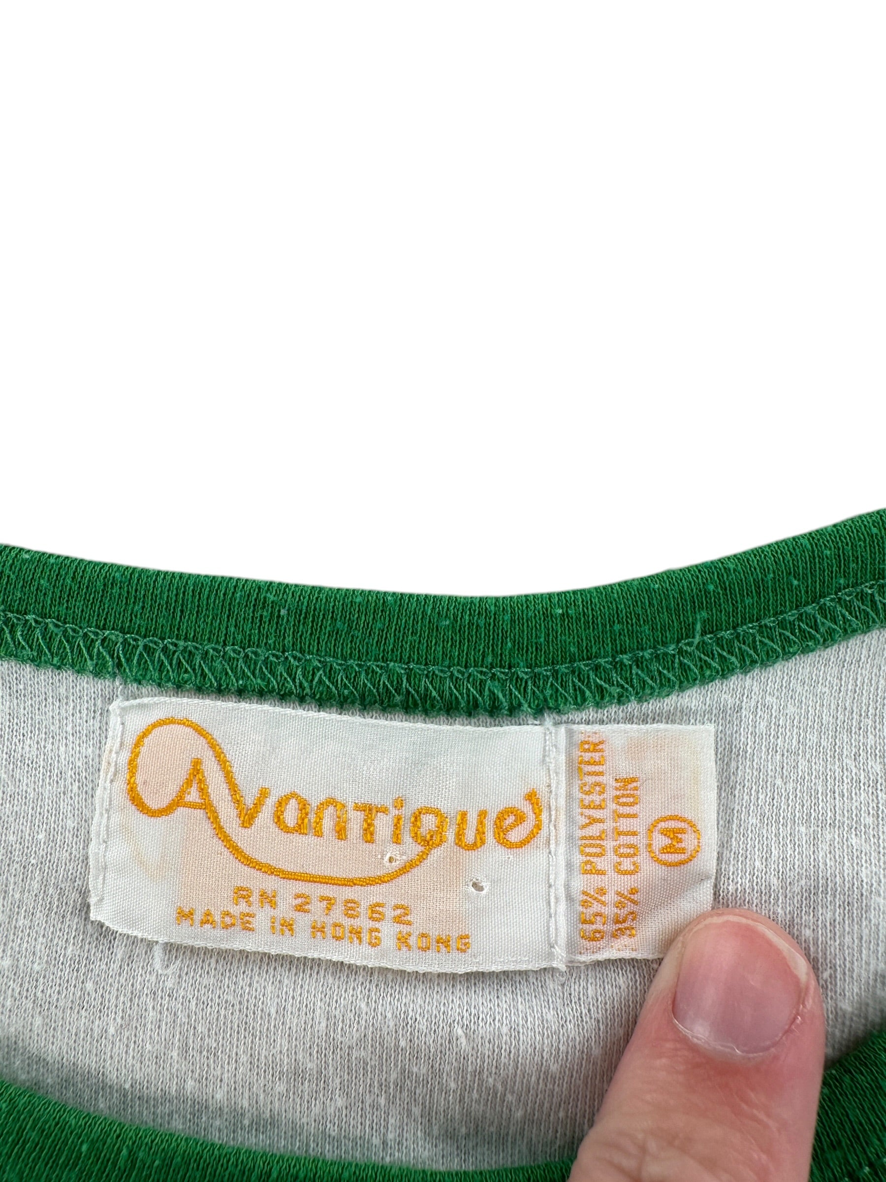 Label on Vintage 70s Monkeys Baby Tee SZ M (Fits XS)