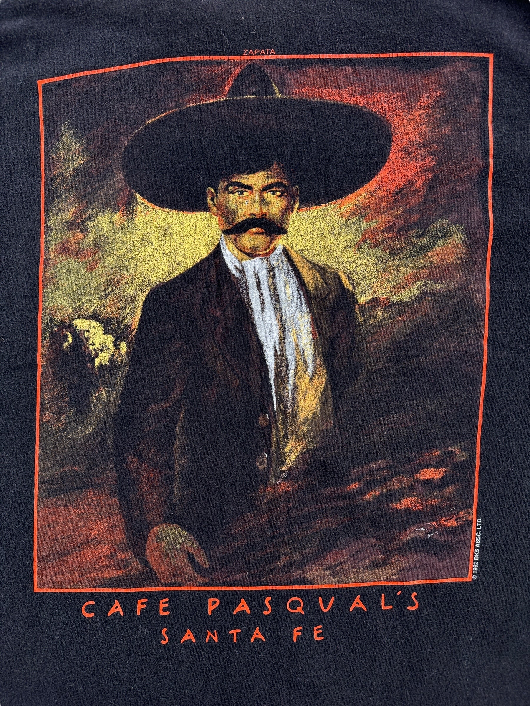 Back Graphic of Vintage Cafe Pasquals Santa Fe Tee SZ L