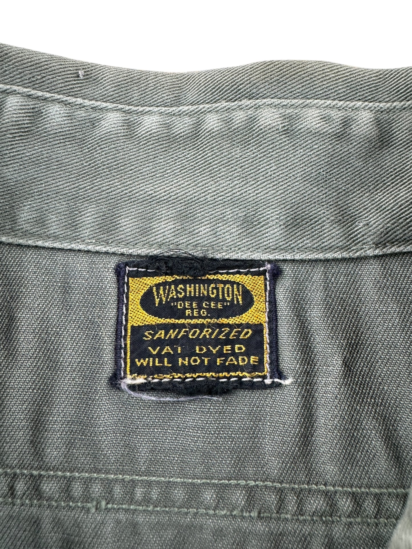 Tag on Vintage Washington "Dee-Cee" Vat Dyed Grey Twill Shirt SZ XL AS IS