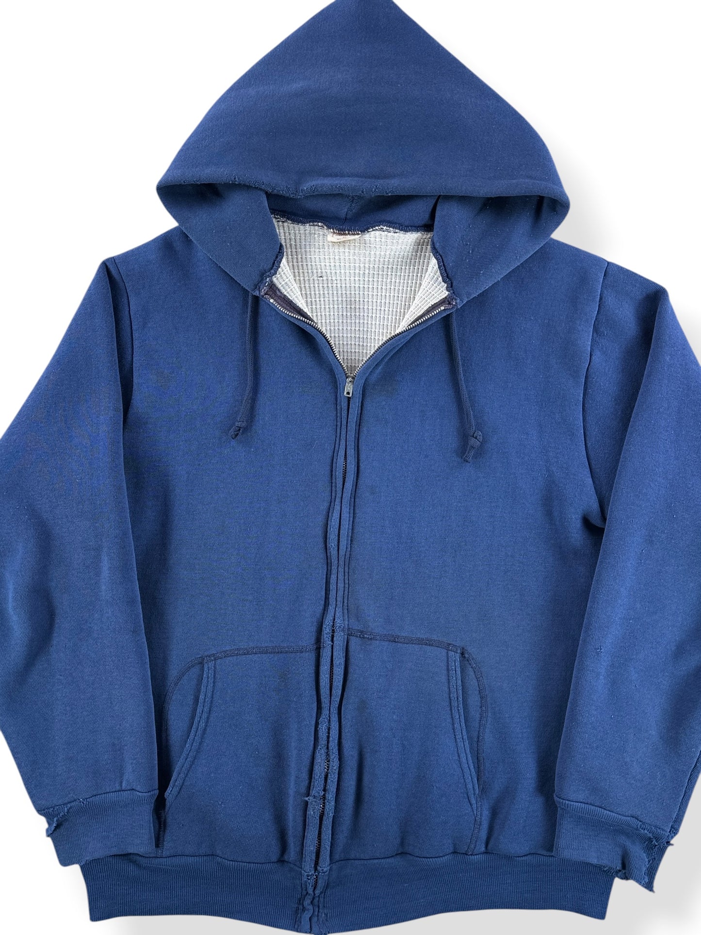 Front Close Up of Vintage Maverick Waffle Lined Zip Up Hoodie SZ XL (Fits L)