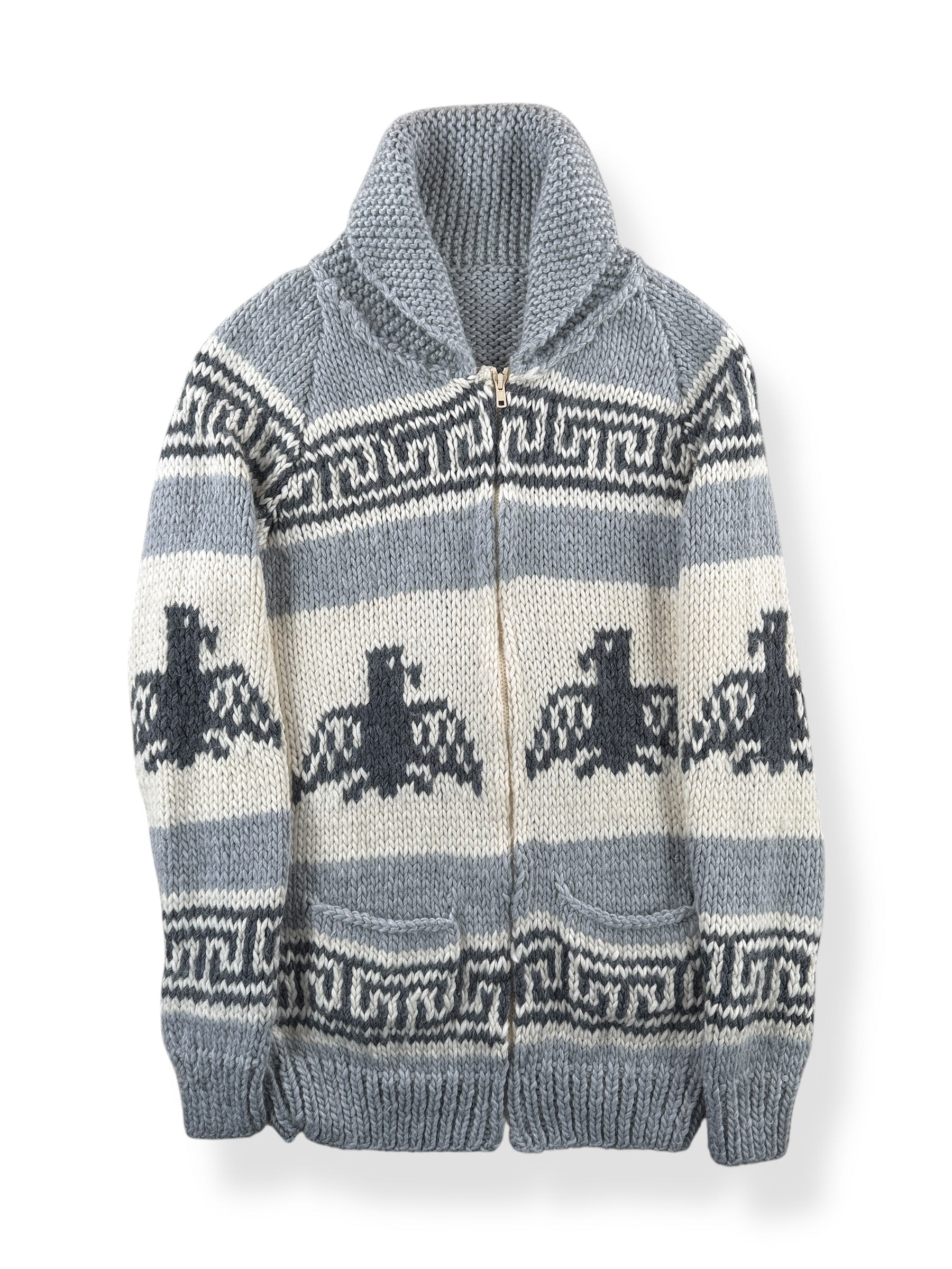Front of Vintage Soft Thunderbird Cowichan Style Sweater SZ S