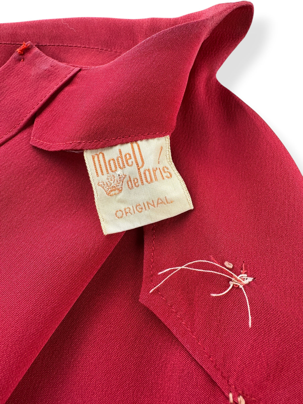 Tag on Vintage 40's Rayon Crepe Blouse SZ M/L - AS IS
