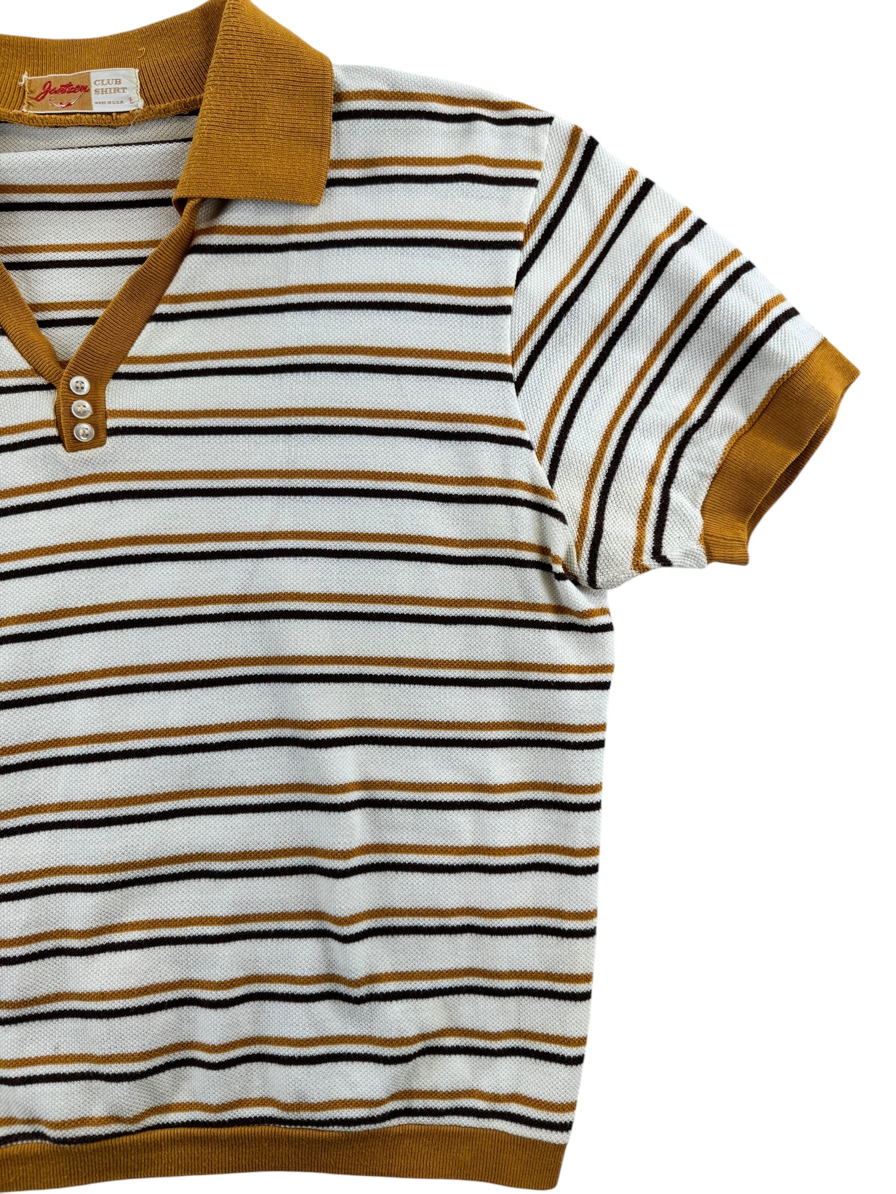 Front left side of 1960s Jantzen Striped Club Shirt L