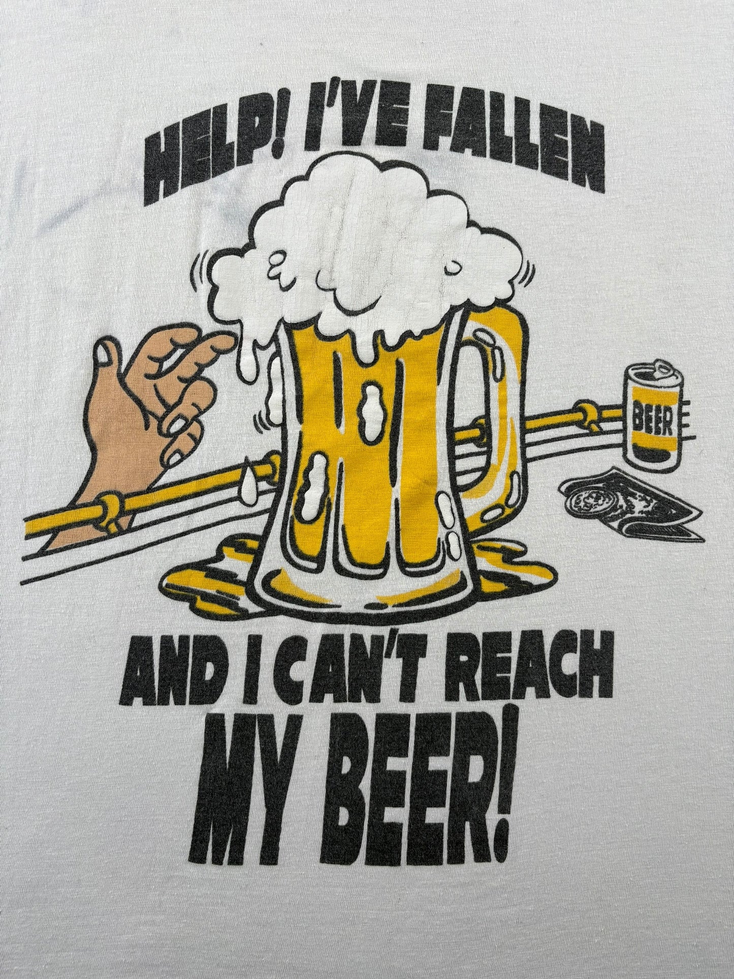 Graphic of Vintage Help I've Fallen Beer Tee SZ XL (Fits L)