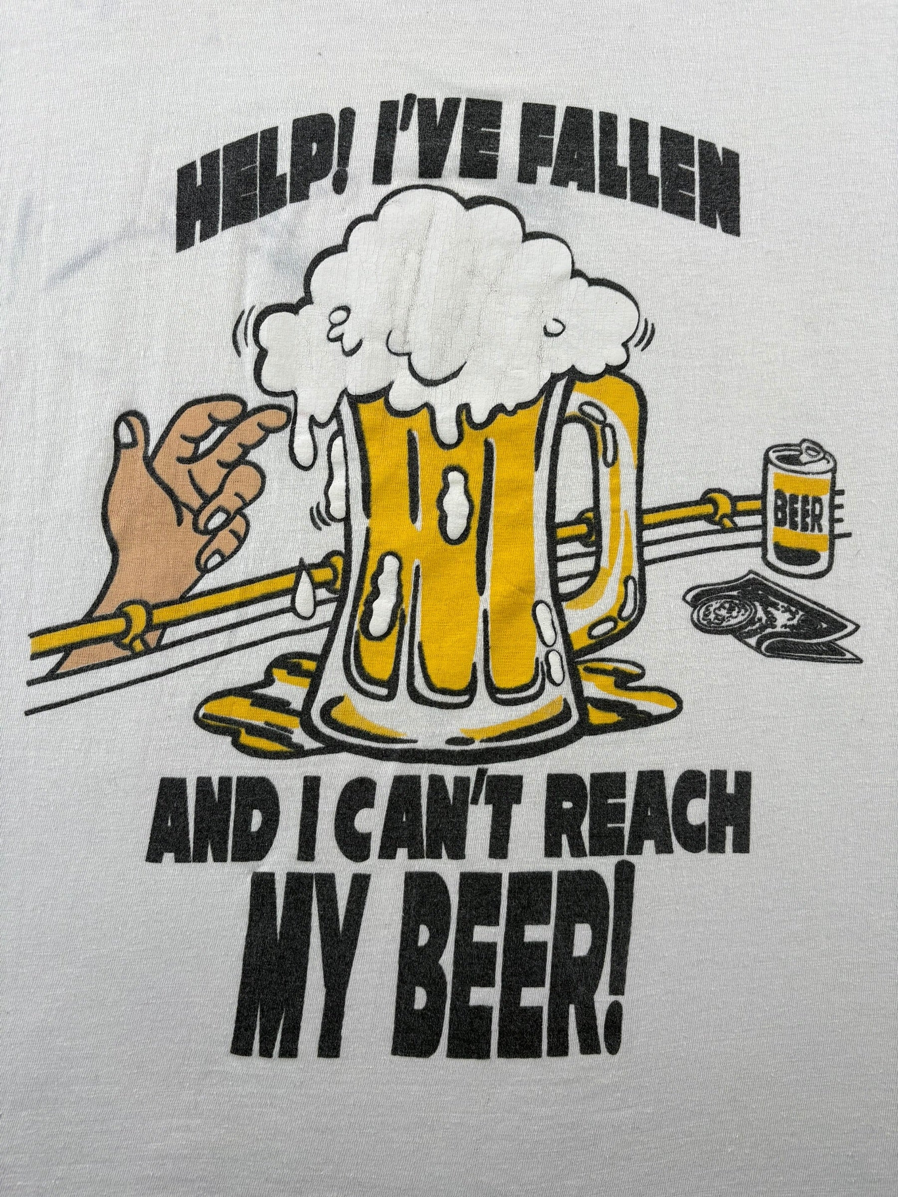 Graphic of Vintage Help I've Fallen Beer Tee SZ XL (Fits L)
