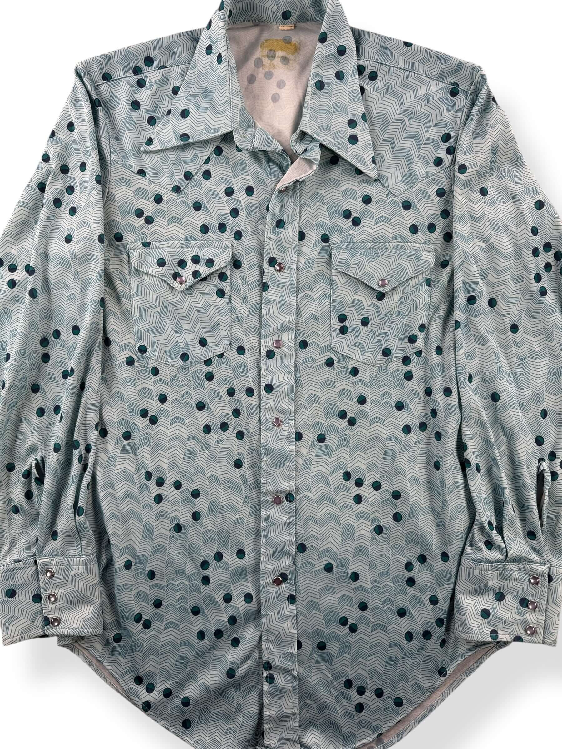Front Close Up of Vintage Disco Pearlsnap Shirt SZ S