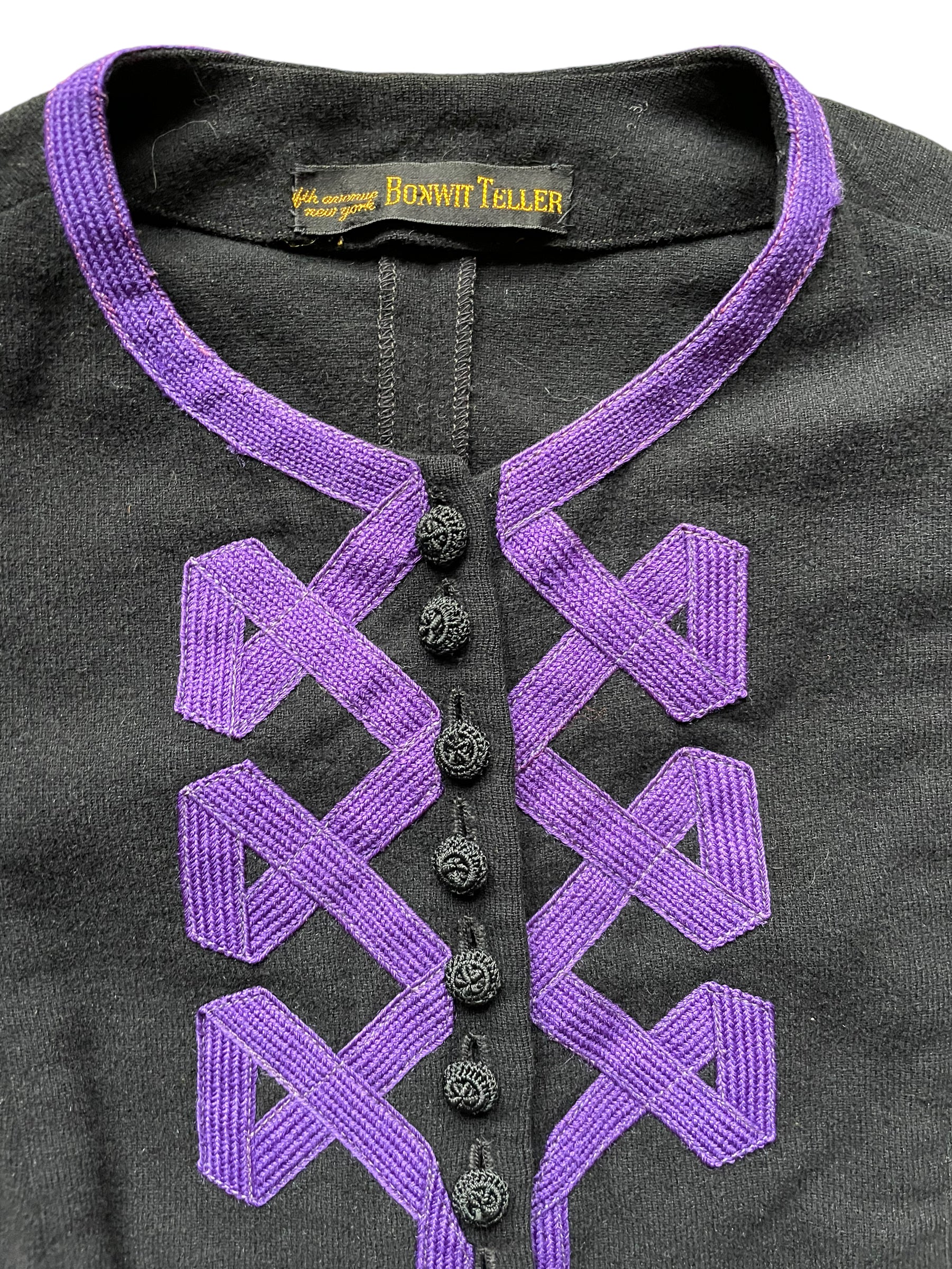 Collar detalis of Vintage 1940s Bonwit Teller Wool Jacket | Seattle Ladies Vintage | Barn Owl Vintage Seattle