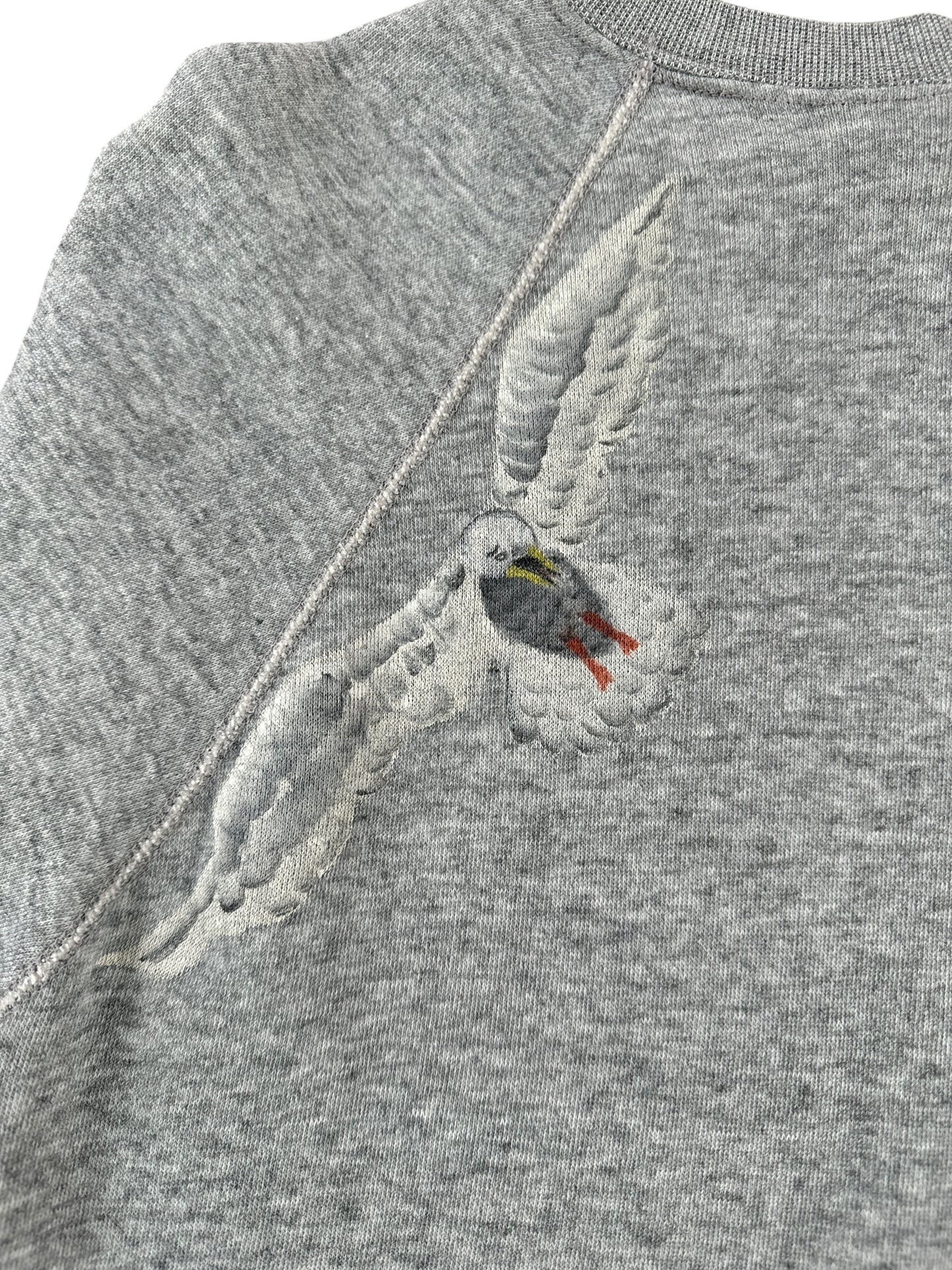 Back Graphic of Vintage Tultex Grey Seagull Crewneck SZ S