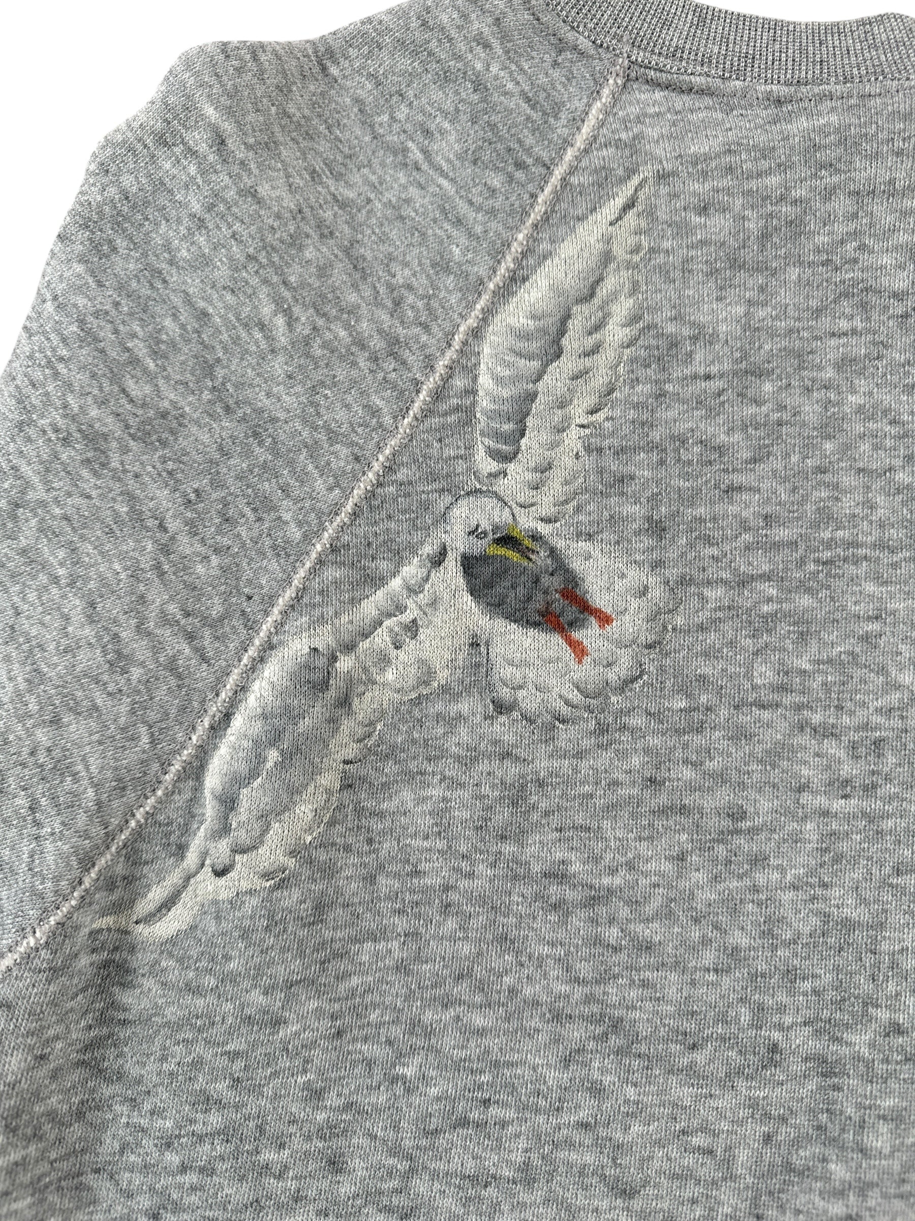 Back Graphic of Vintage Tultex Grey Seagull Crewneck SZ S