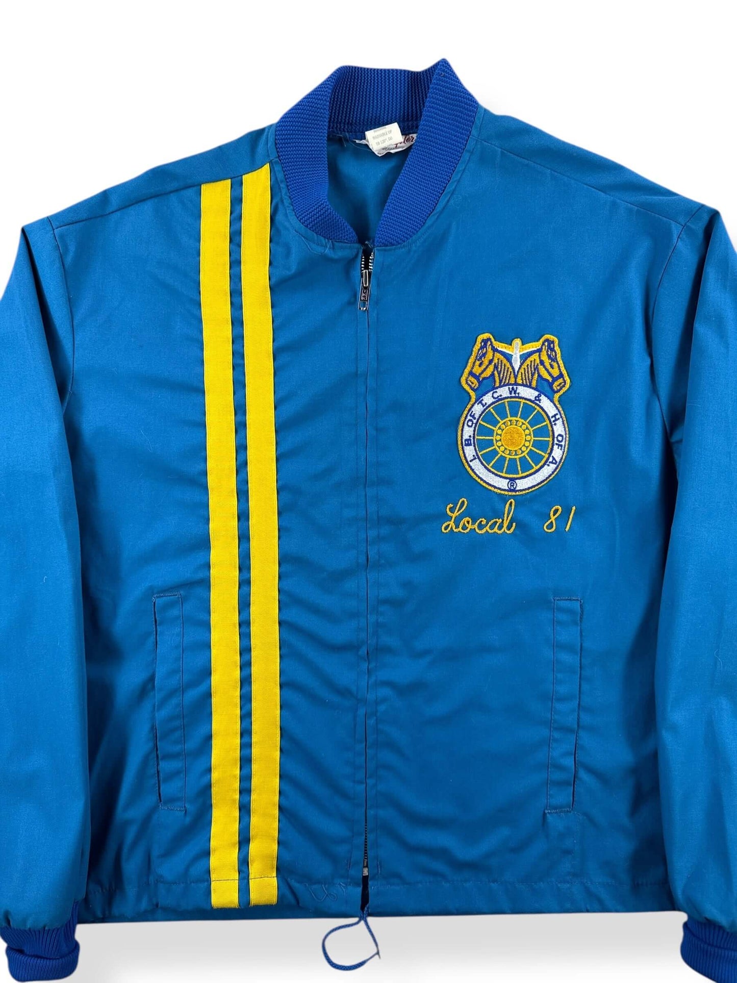 Front Close Up of Vintage Teamsters Jacket SZ XL AS IS